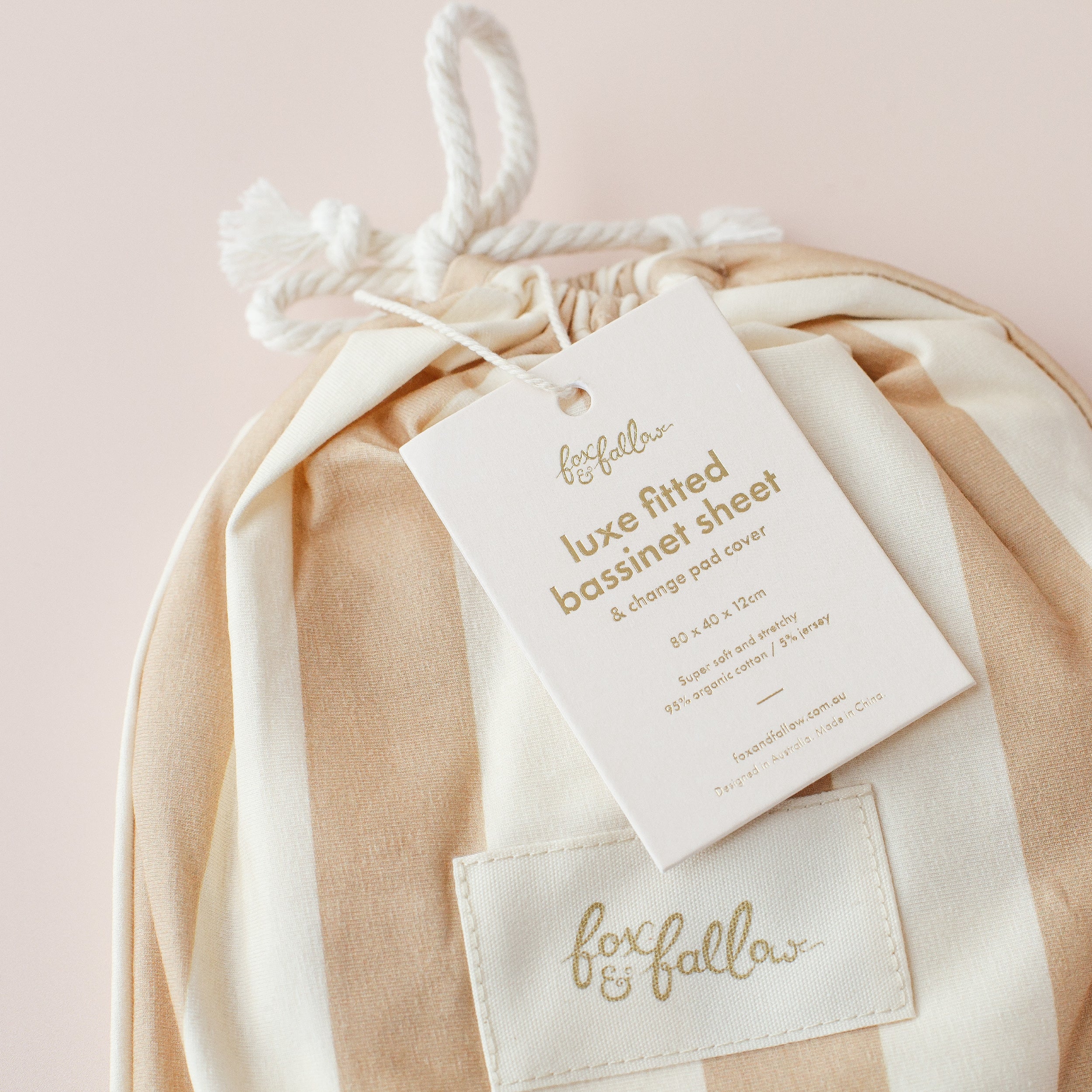 Coffee Stripe Organic Fitted Bassinet Sheet/Change Pad Cover