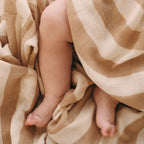 Coffee Stripe Organic Fitted Cot Sheet