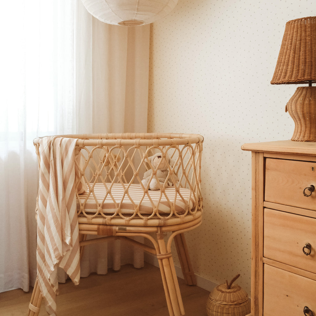 Coffee Stripe Organic Muslin Wrap Swaddle - PRE-ORDER (ARRIVING APRIL)