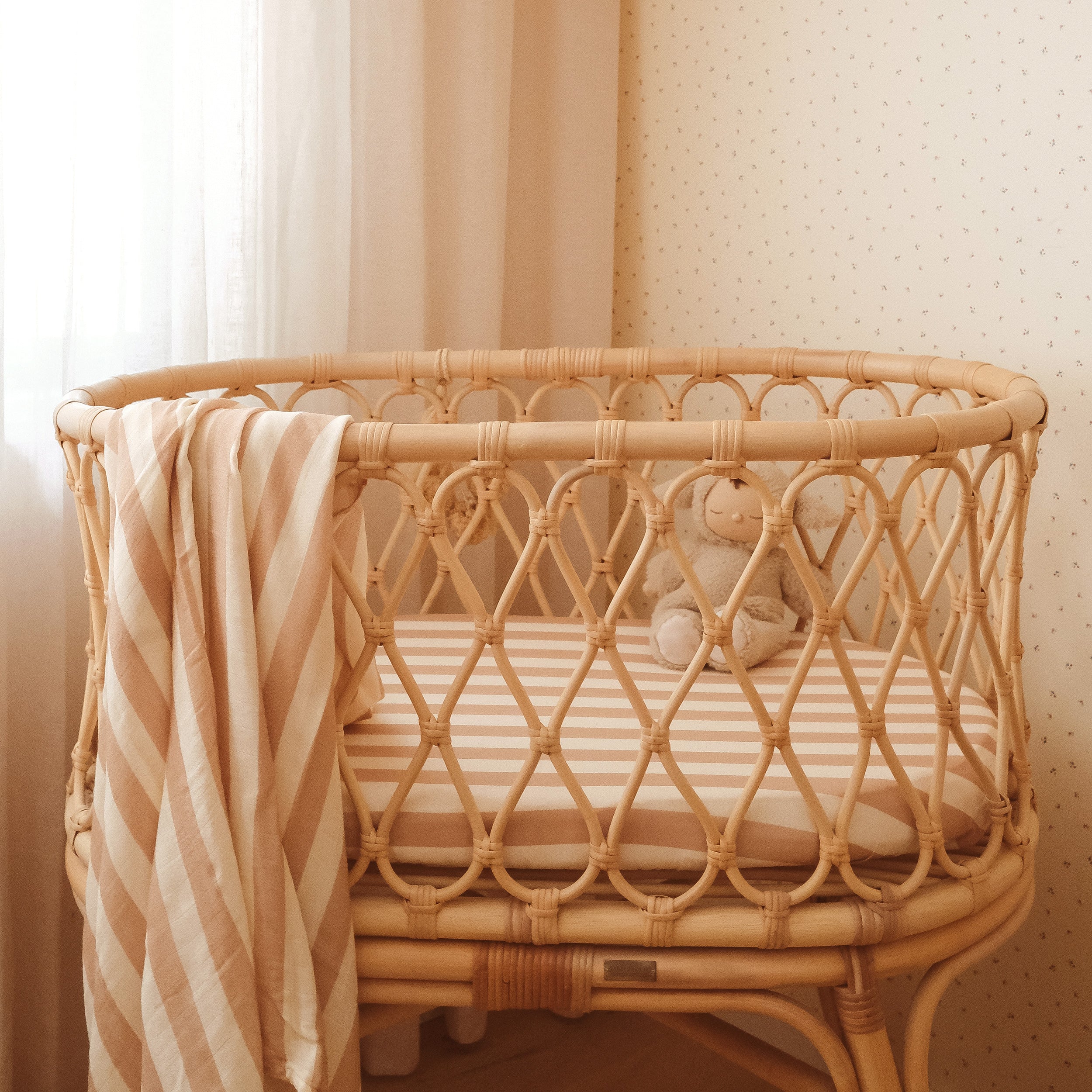 Coffee Stripe Organic Muslin Wrap Swaddle - PRE-ORDER (ARRIVING APRIL)