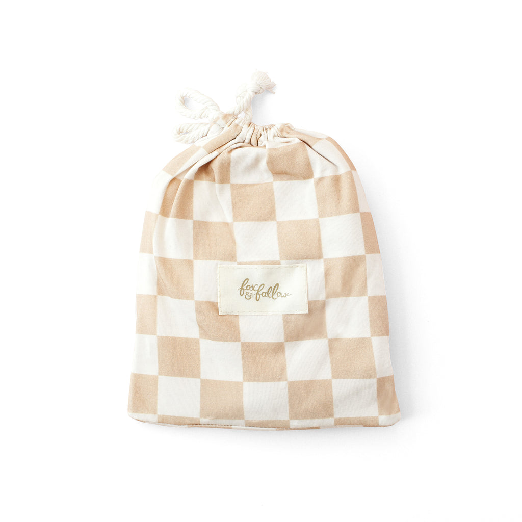 Caramel Check Organic Fitted Bassinet Sheet/Change Pad Cover