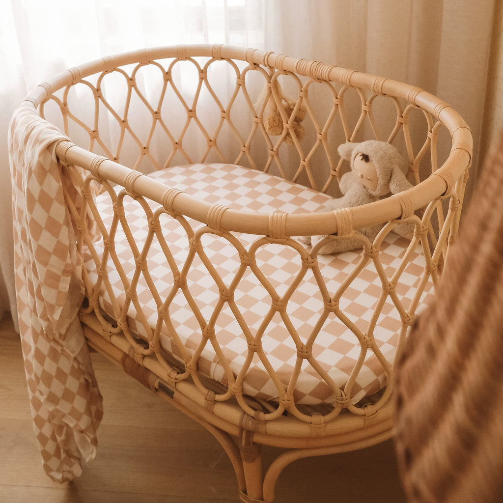 Caramel Check Organic Muslin Wrap Swaddle - PRE-ORDER (ARRIVING APRIL)