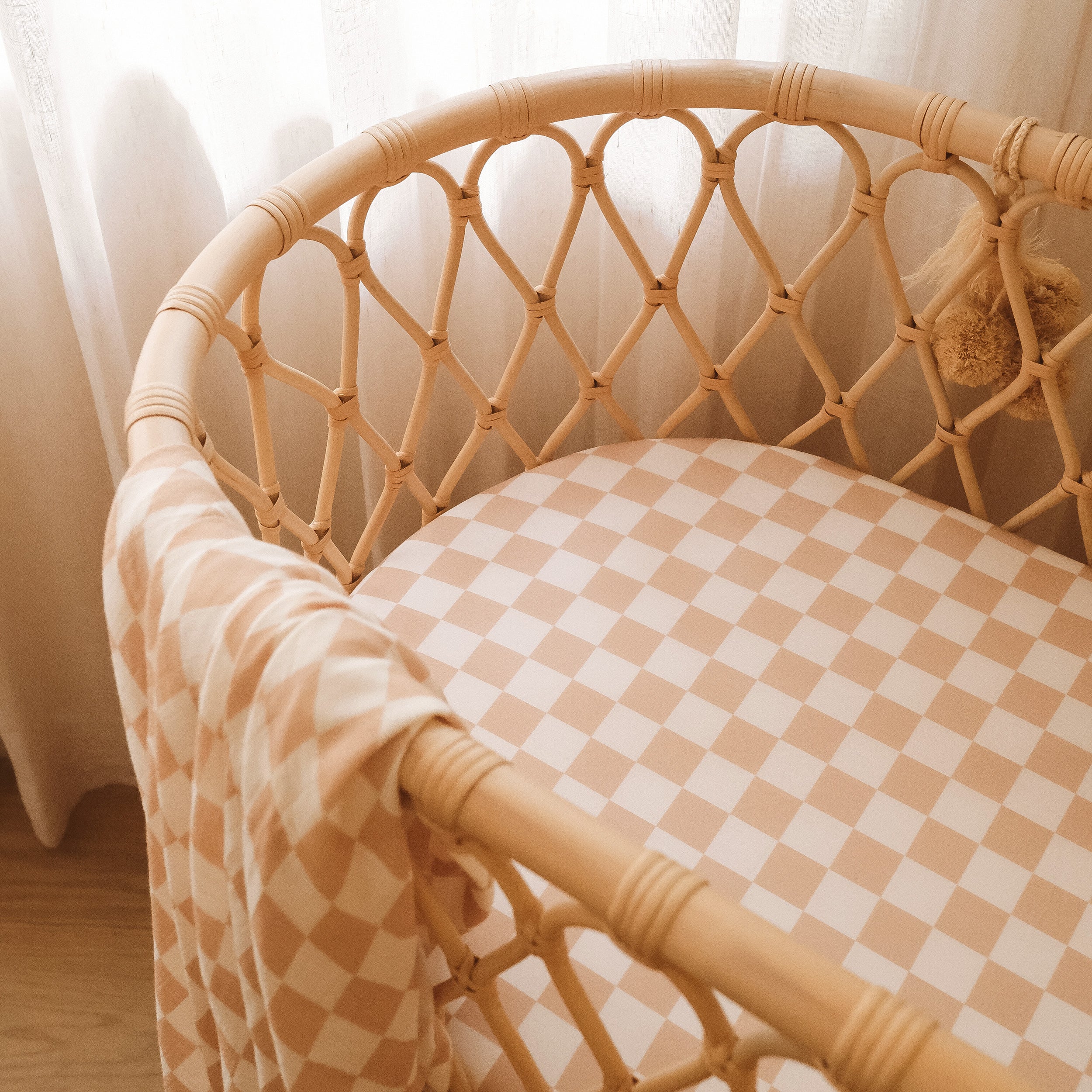 Caramel Check Organic Muslin Wrap Swaddle - PRE-ORDER (ARRIVING APRIL)