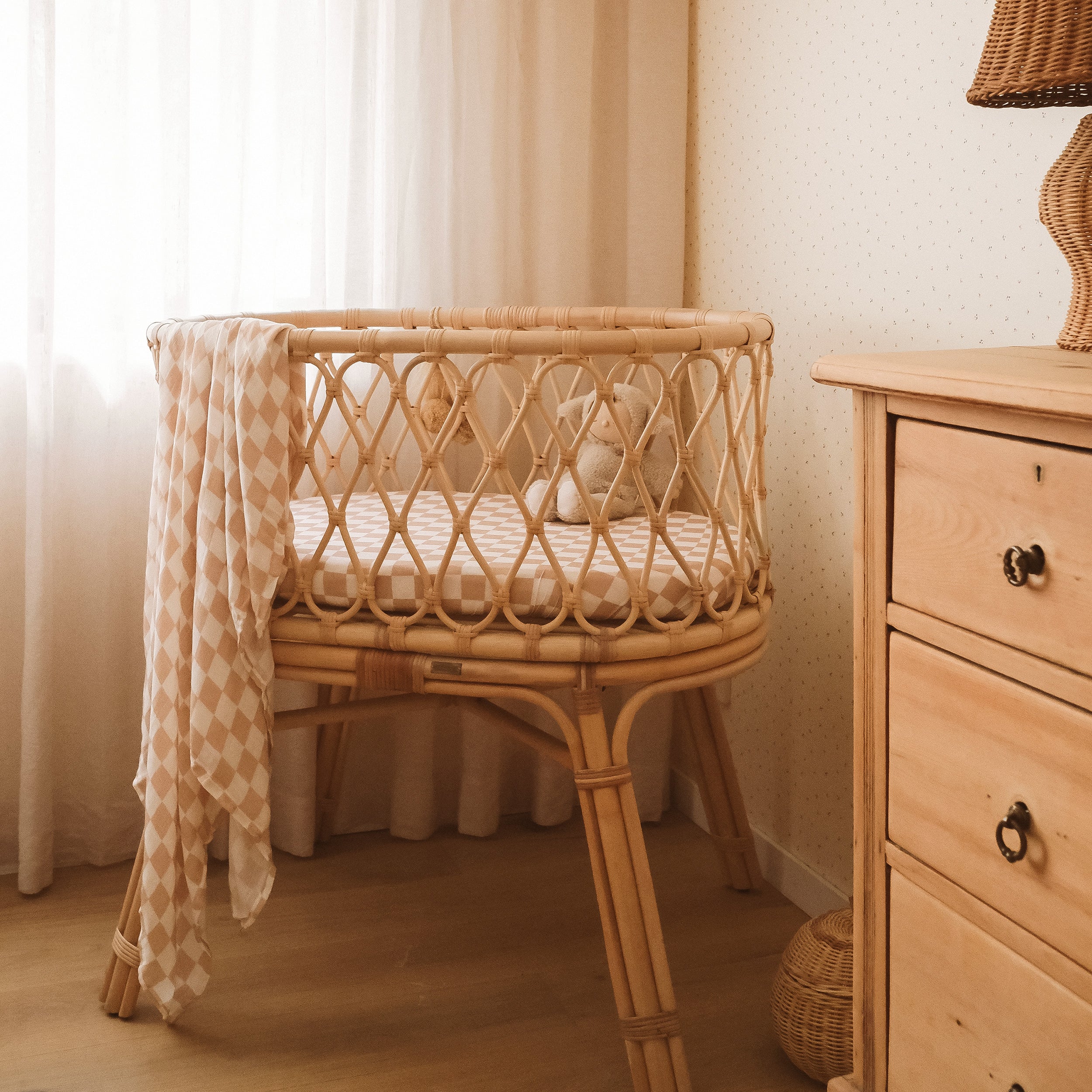 Caramel Check Organic Muslin Wrap Swaddle - PRE-ORDER (ARRIVING APRIL)