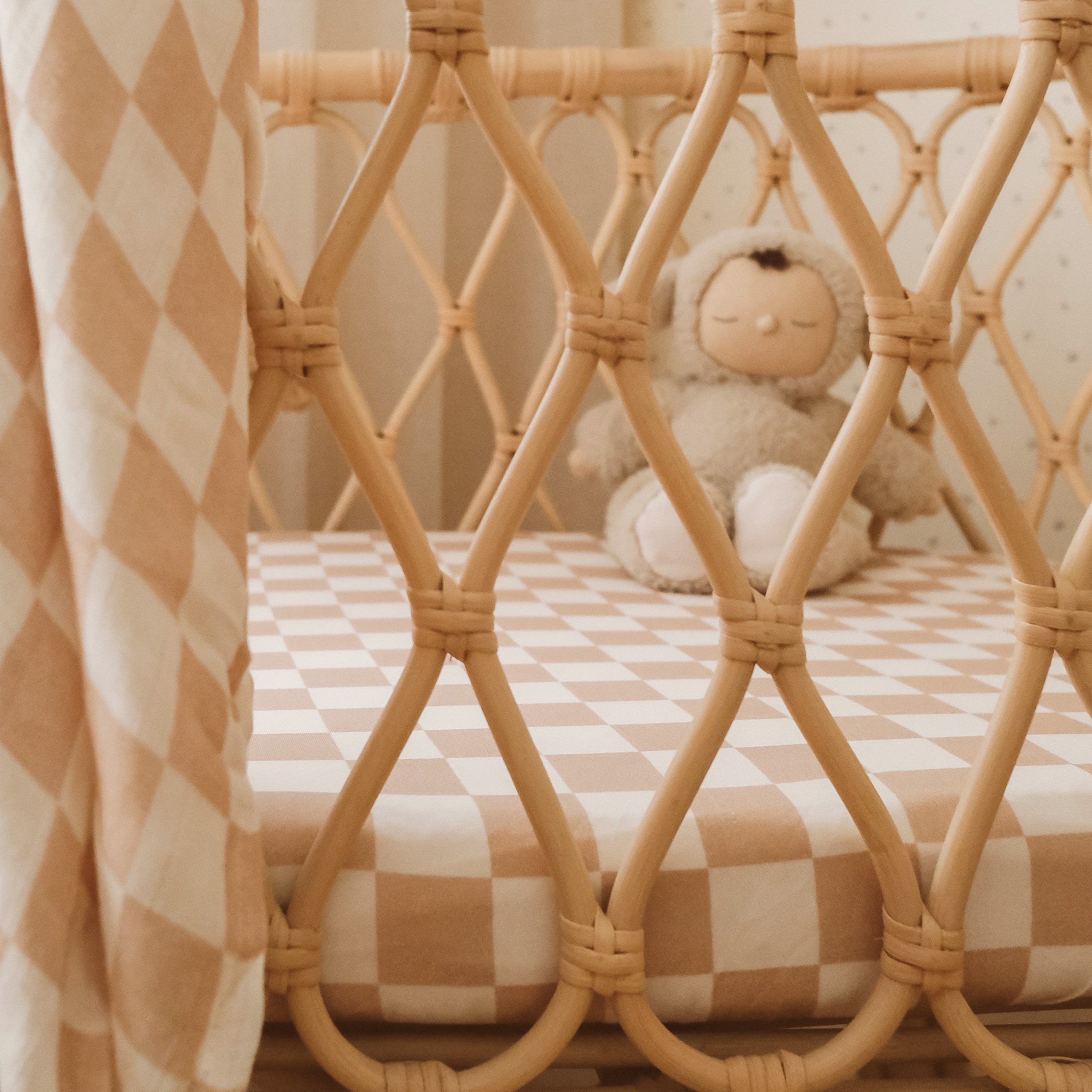 Caramel Check Organic Muslin Wrap Swaddle - PRE-ORDER (ARRIVING APRIL)