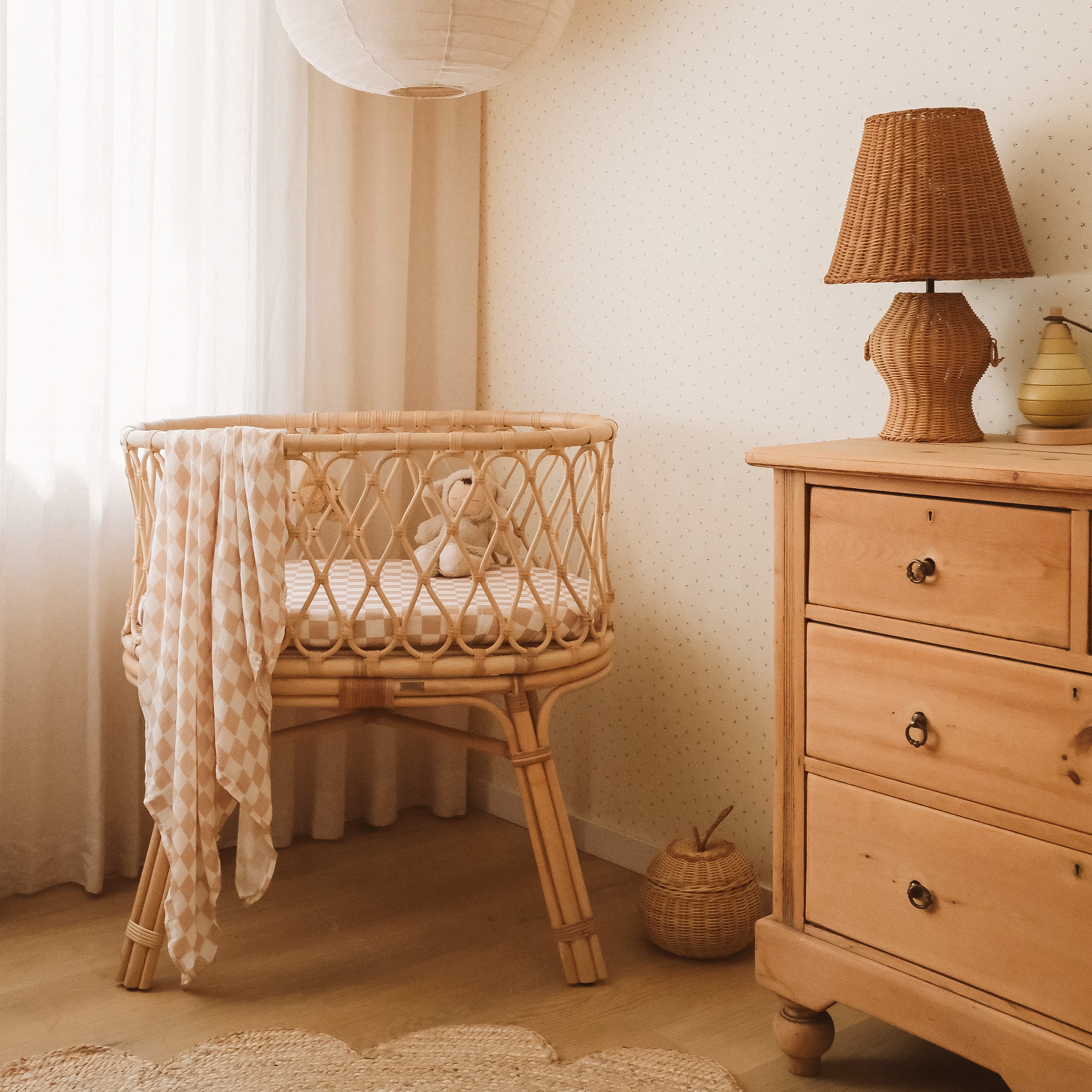 Caramel Check Organic Muslin Wrap Swaddle - PRE-ORDER (ARRIVING APRIL)