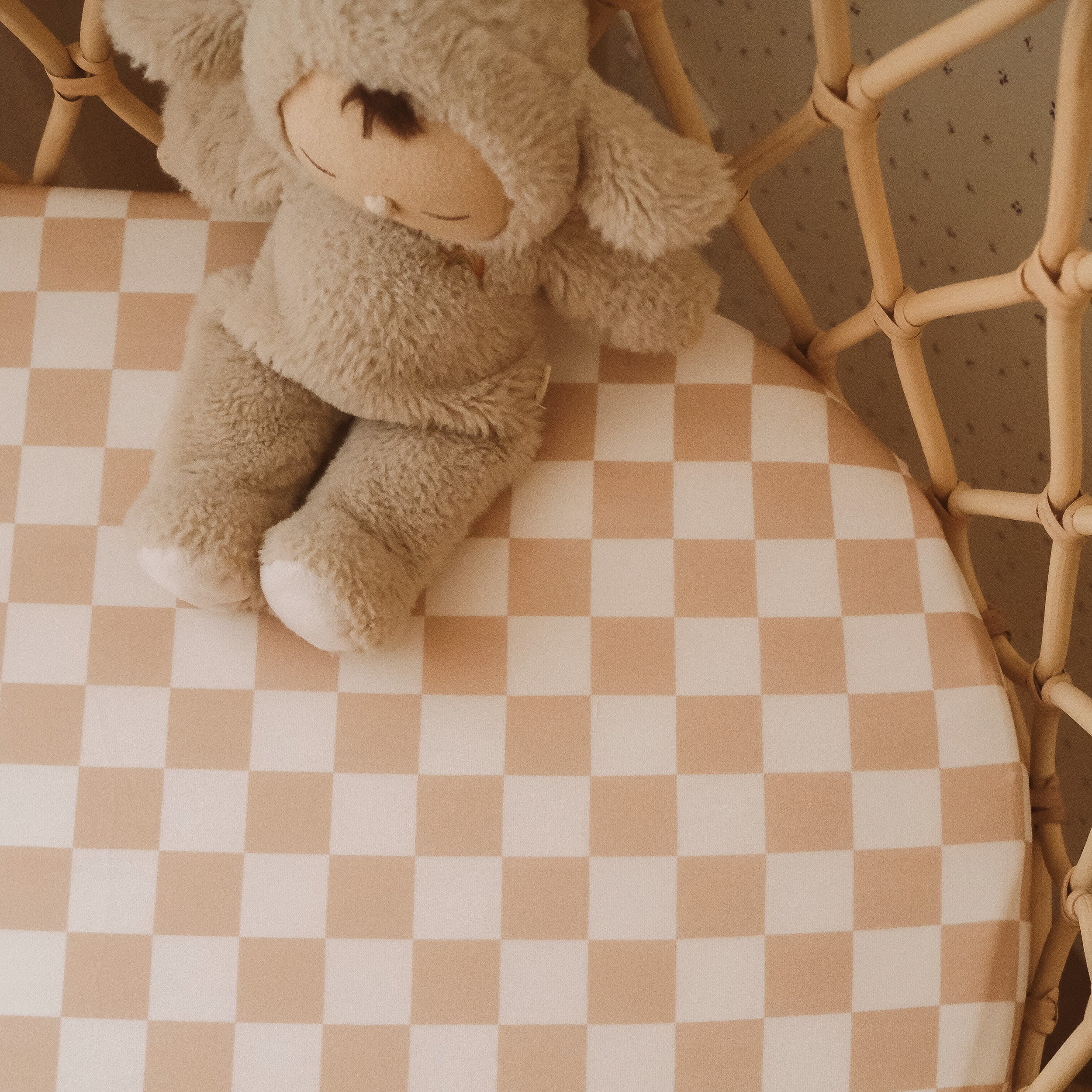 Caramel Check Organic Fitted Bassinet Sheet/Change Pad Cover