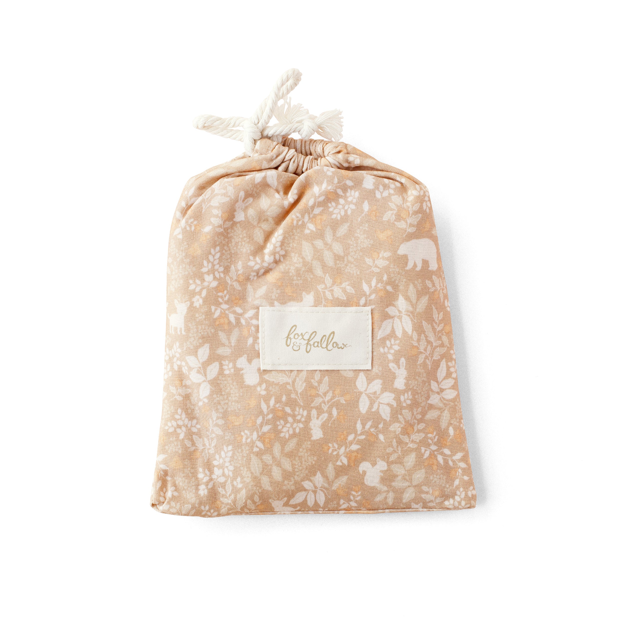 Forest Friends Caramel Organic Fitted Bassinet Sheet/Change Pad Cover