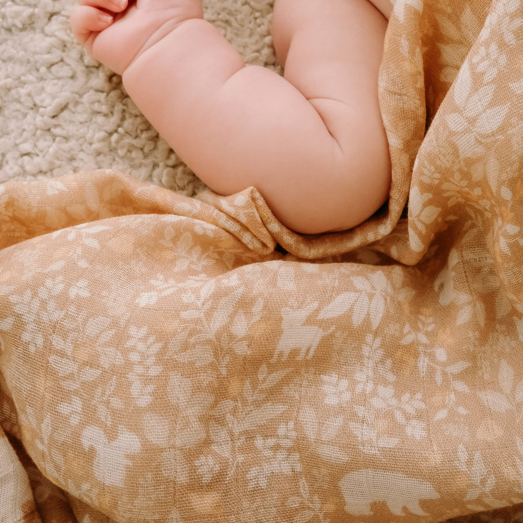 Forest Friends Caramel Organic Fitted Cot Sheet