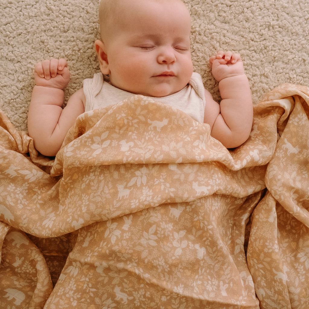 Forest Friends Caramel Organic Fitted Cot Sheet