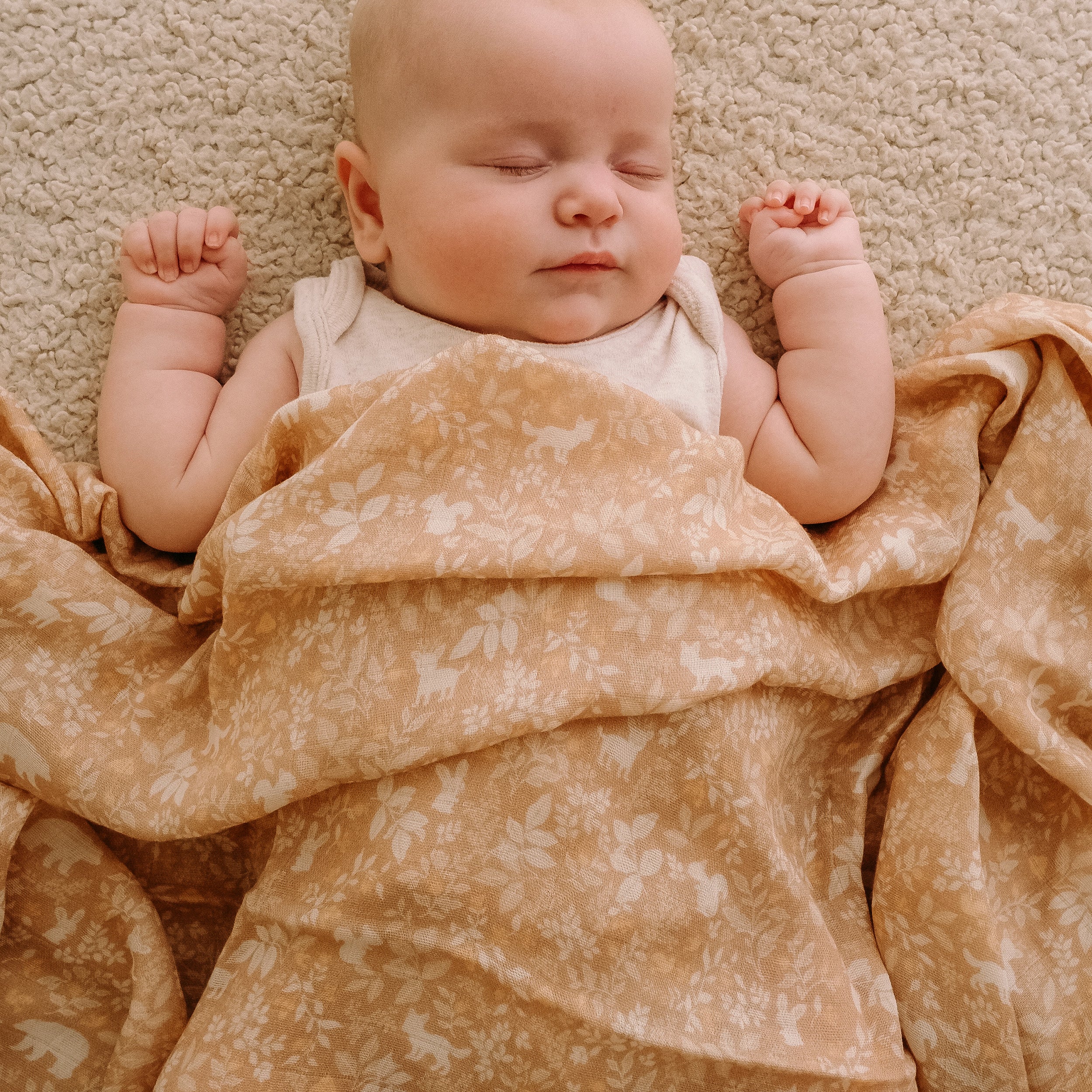 Forest Friends Caramel Organic Fitted Cot Sheet