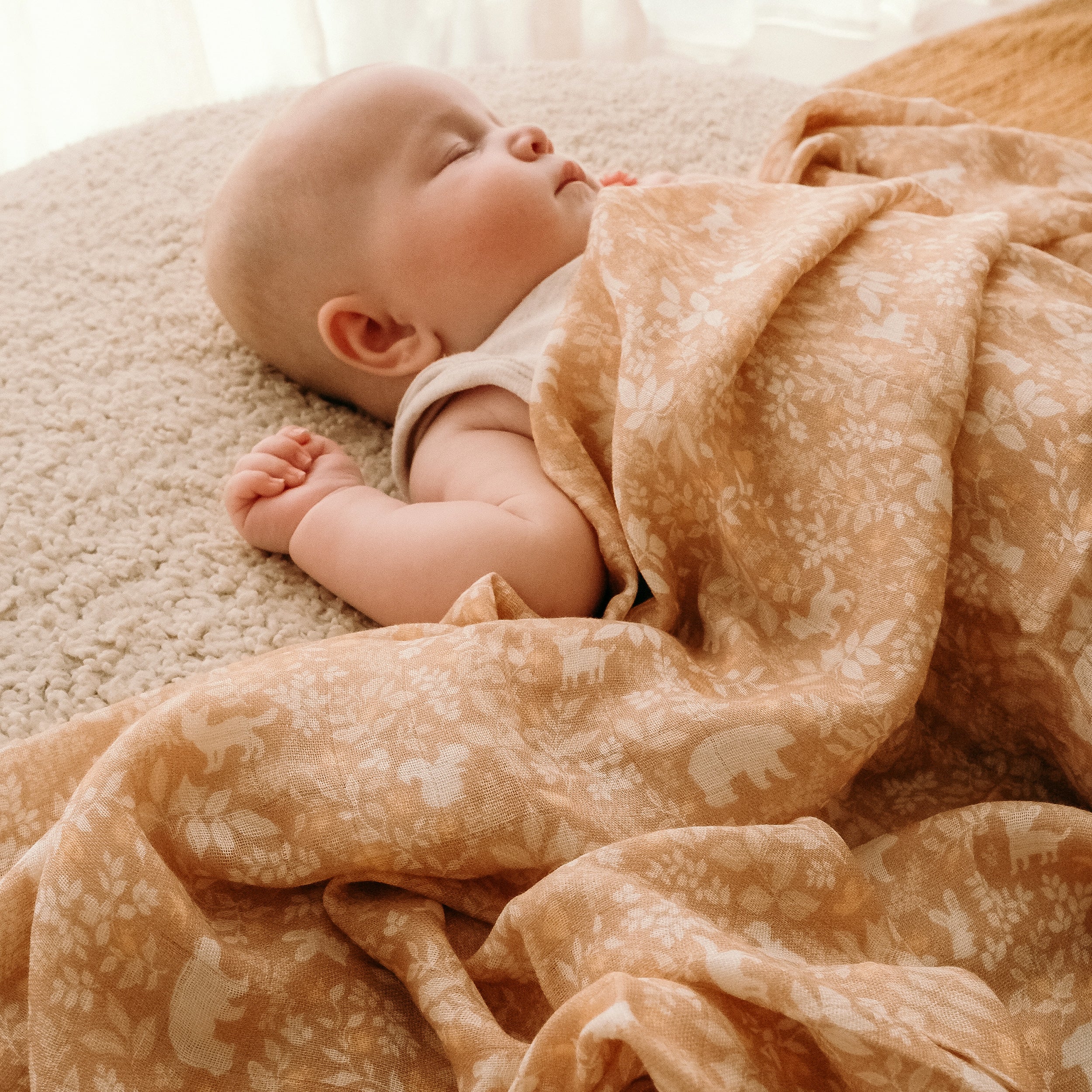 Forest Friends Caramel Organic Fitted Cot Sheet