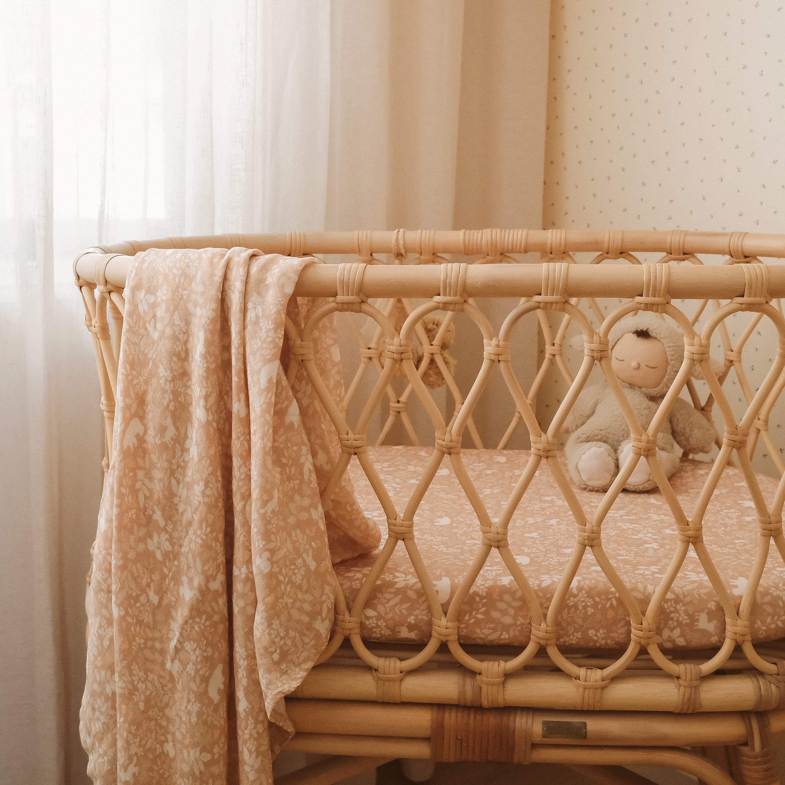 Forest Friends Caramel Organic Muslin Wrap Swaddle - PRE-ORDER (ARRIVING APRIL)