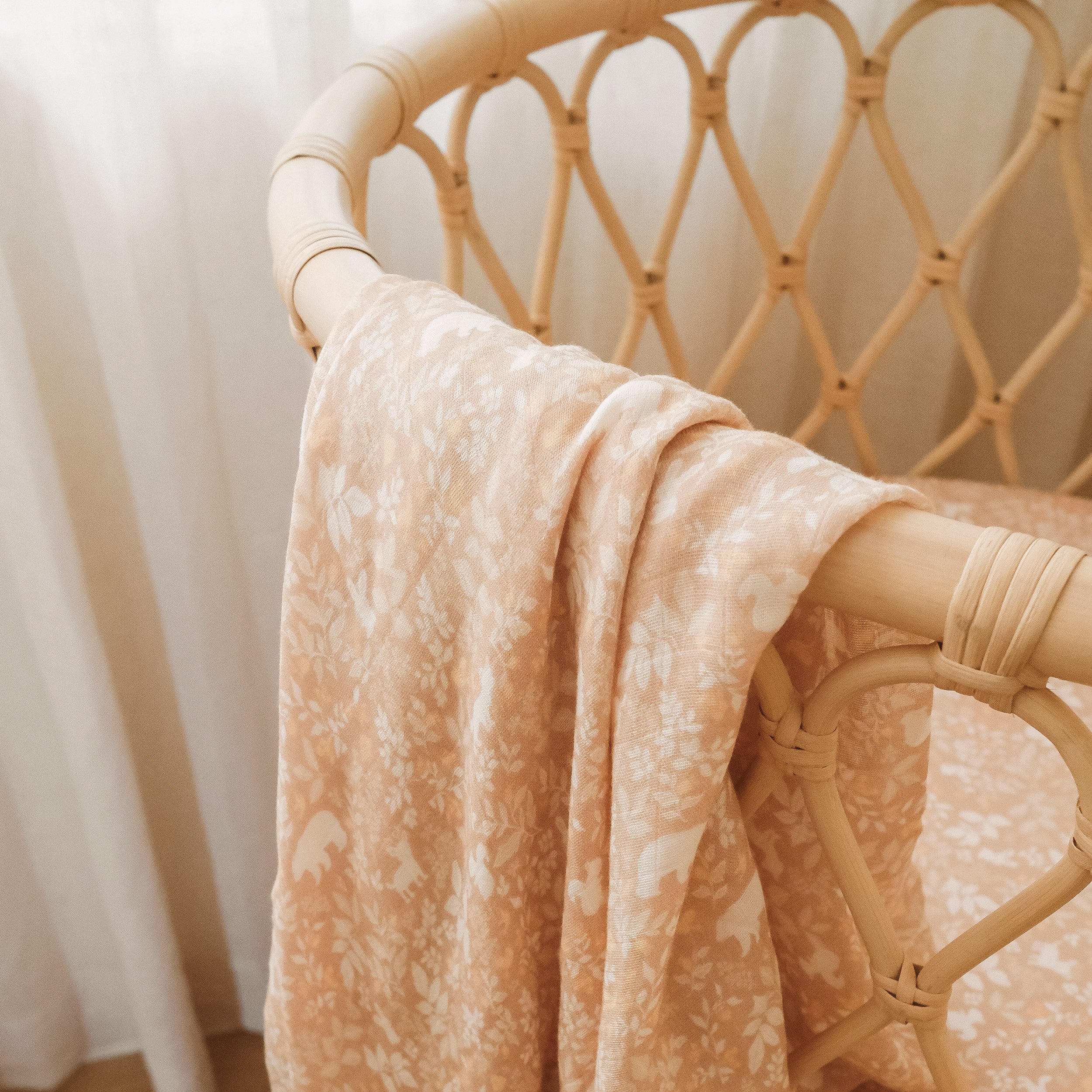 Forest Friends Caramel Organic Fitted Cot Sheet