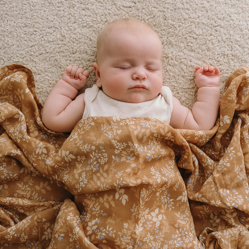 Gold Holly Organic Fitted Bassinet Sheet/Change Pad Cover