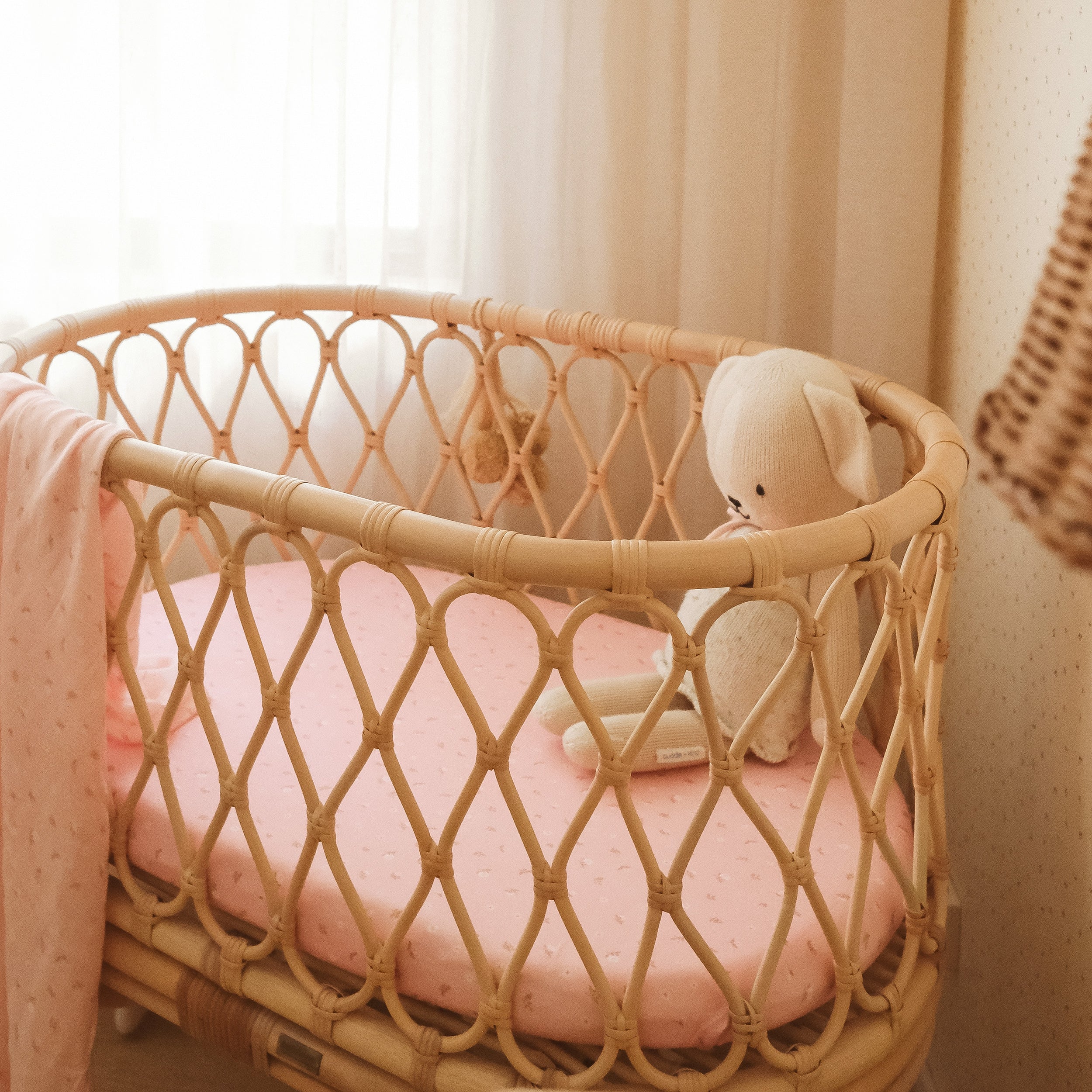 Dusty Roses Organic Fitted Bassinet Sheet/Change Pad Cover