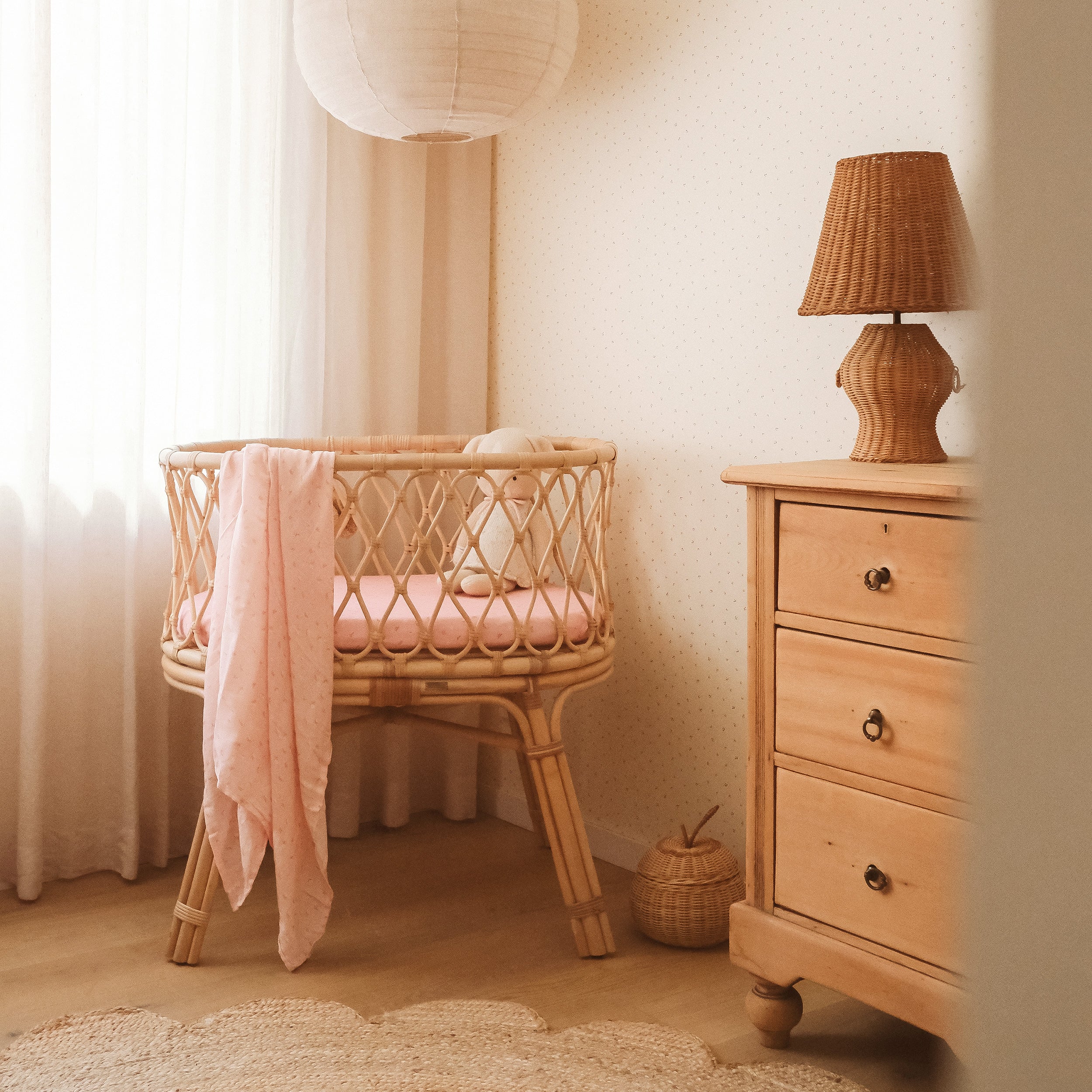 Dusty Roses Organic Fitted Bassinet Sheet/Change Pad Cover