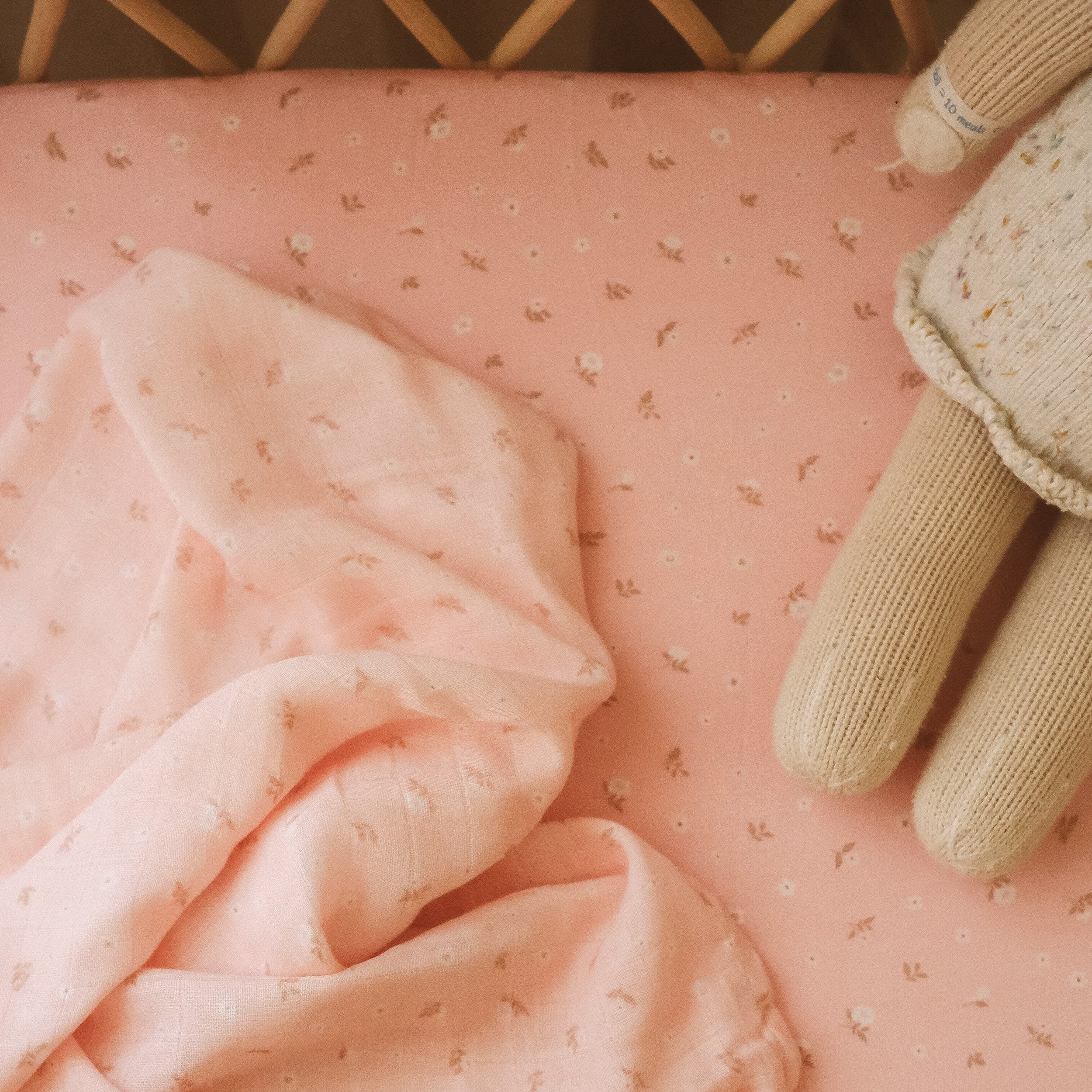 Dusty Roses Organic Fitted Cot Sheet