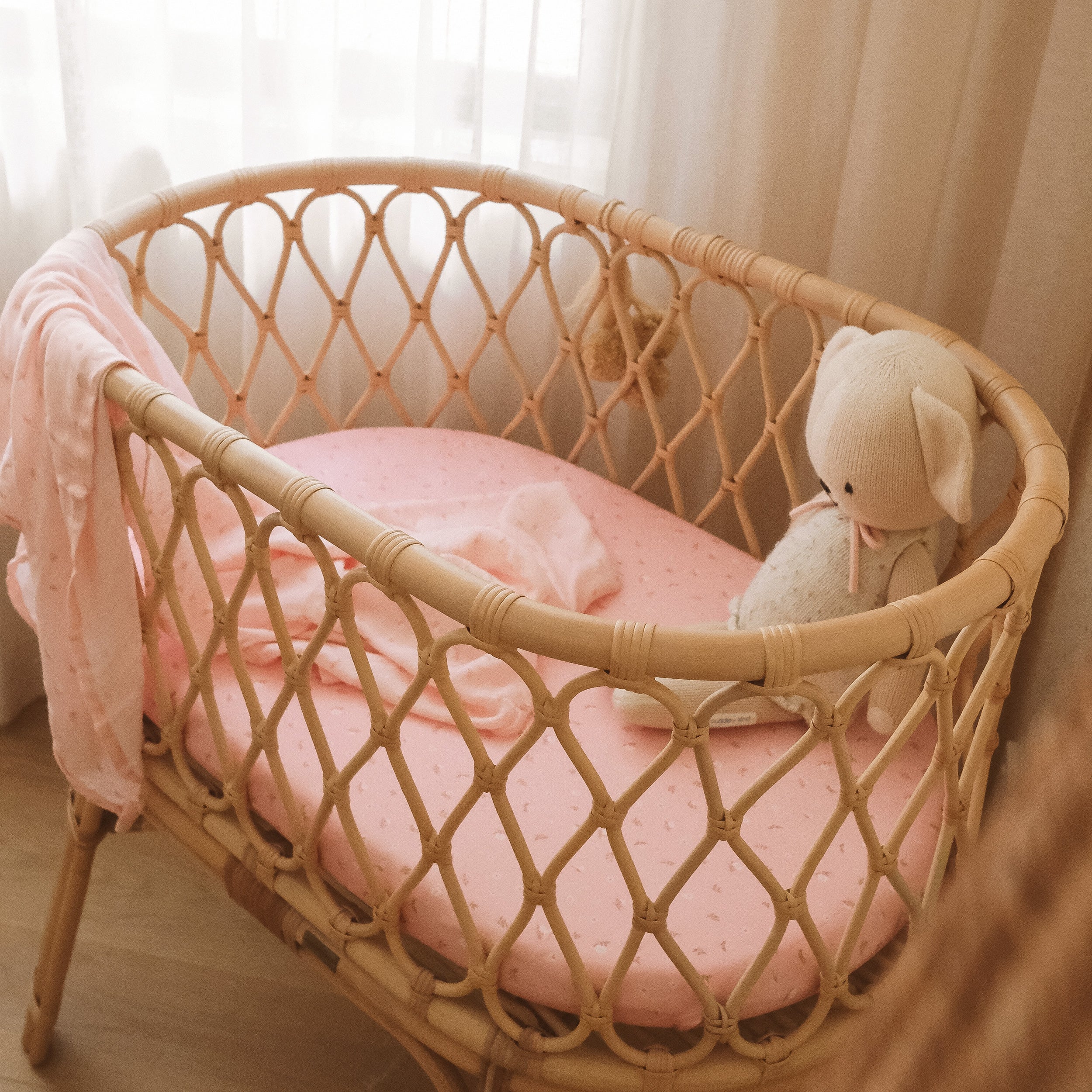 Dusty Roses Organic Fitted Bassinet Sheet/Change Pad Cover