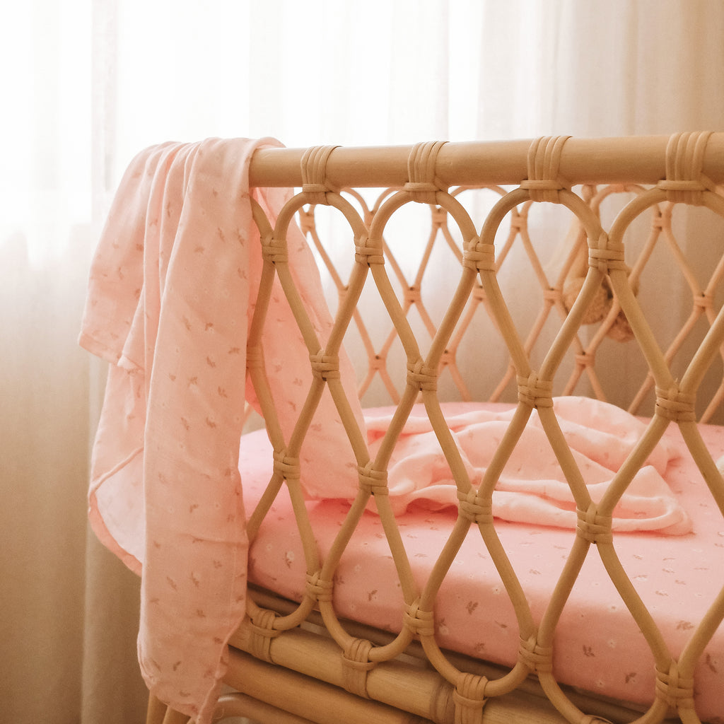 Dusty Roses Organic Muslin Wrap Swaddle - PRE-ORDER (ARRIVING APRIL)
