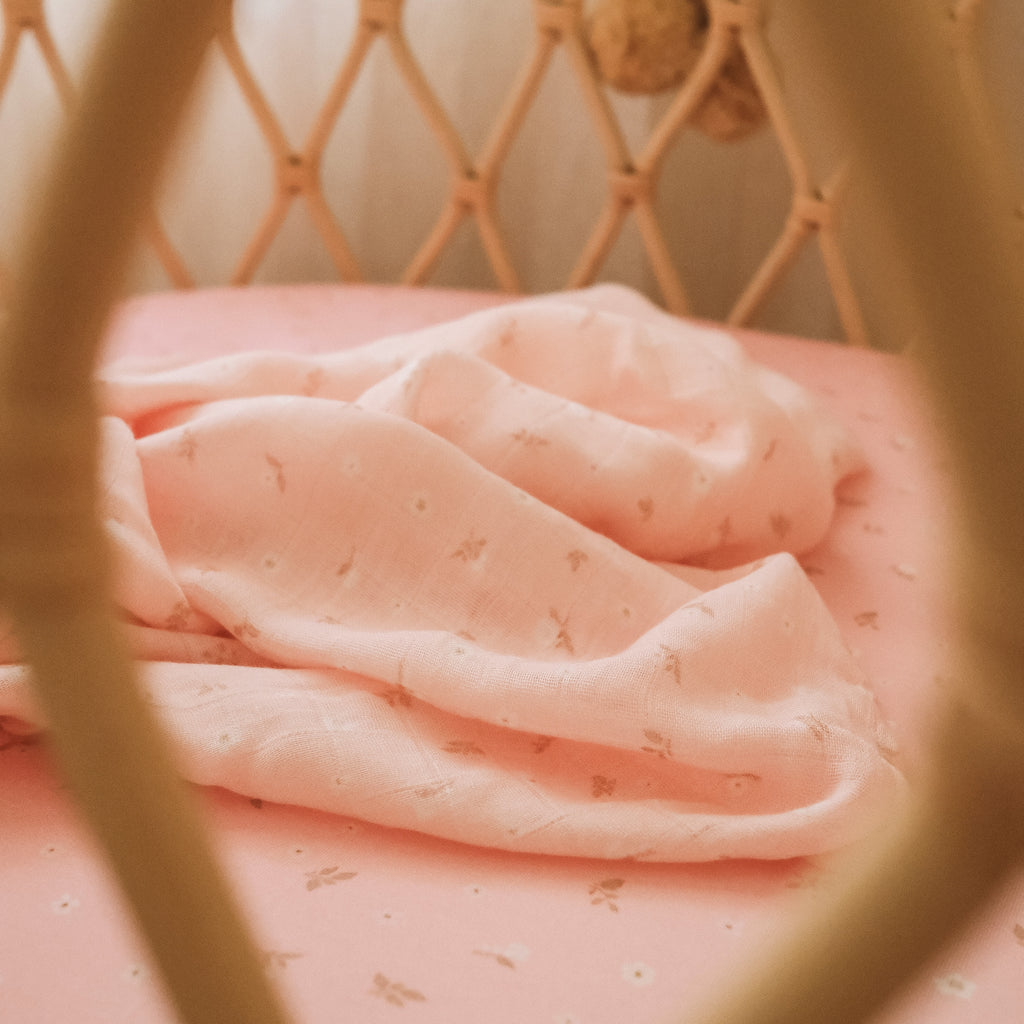 Dusty Roses Organic Fitted Bassinet Sheet/Change Pad Cover