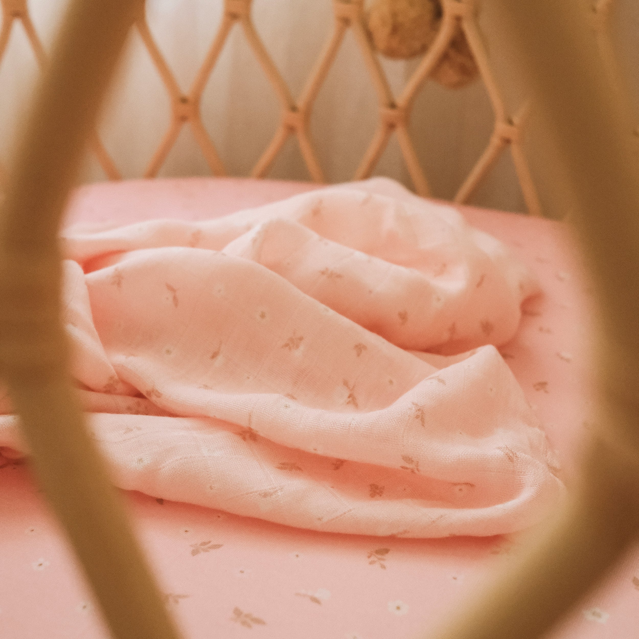 Dusty Roses Organic Fitted Cot Sheet