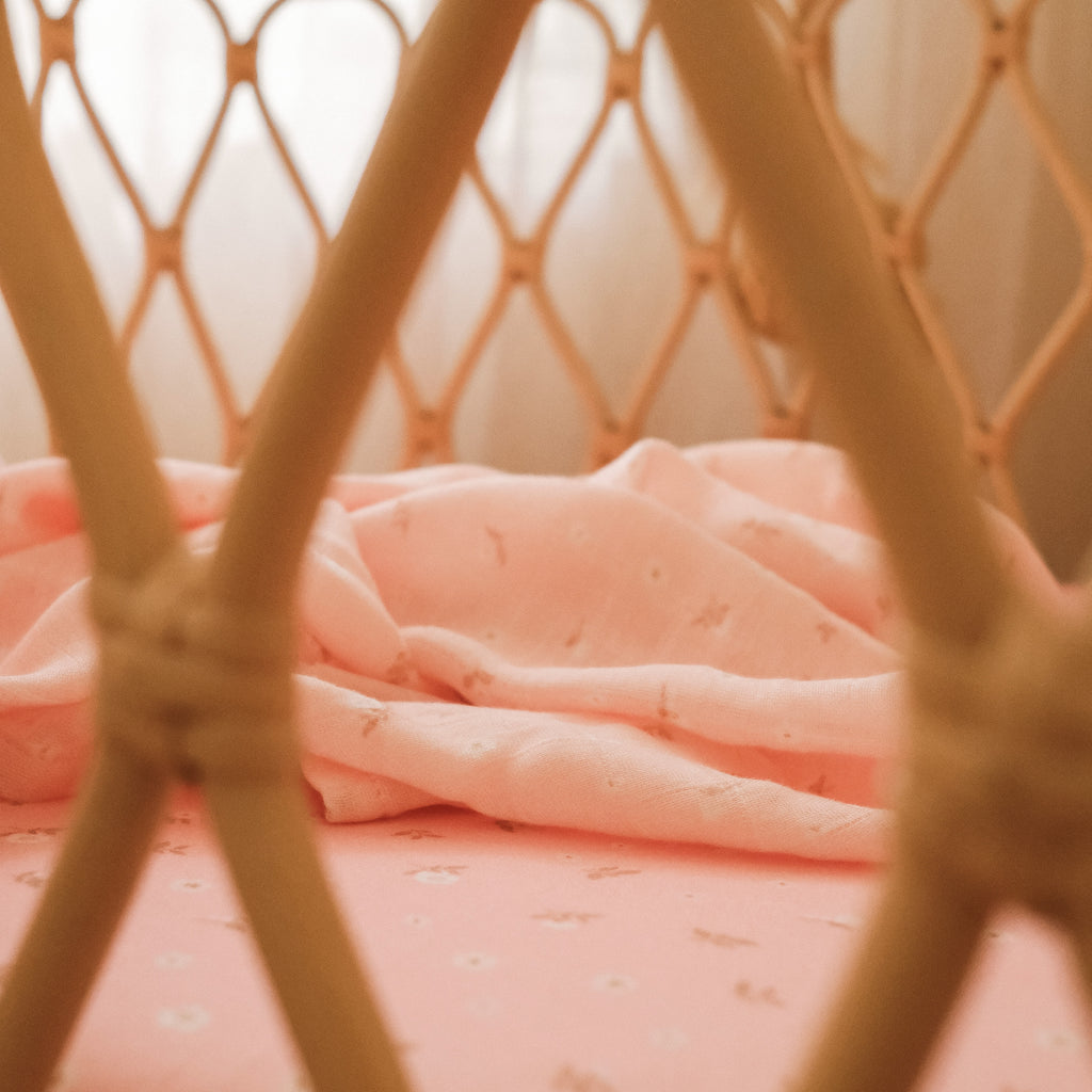 Dusty Roses Organic Fitted Bassinet Sheet/Change Pad Cover