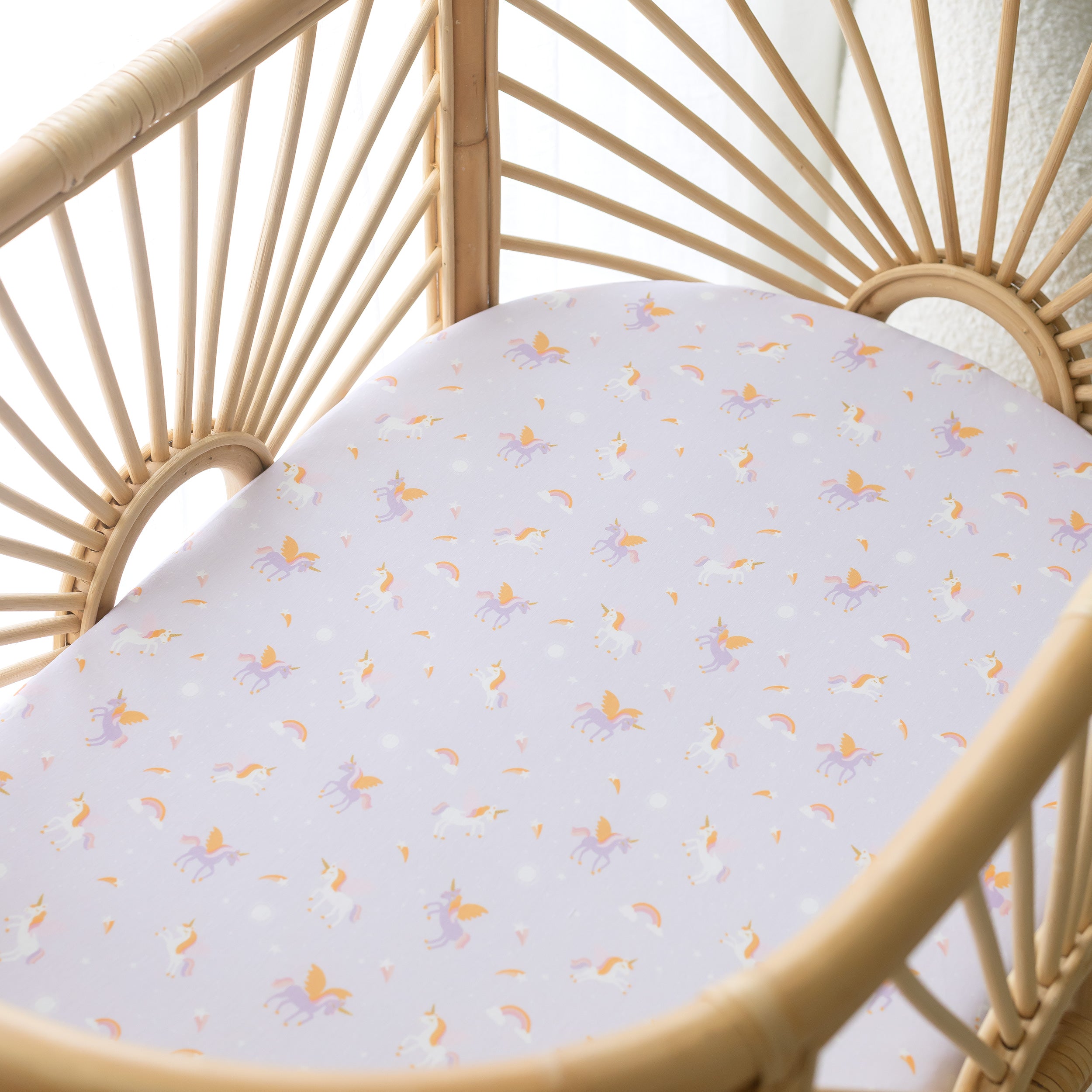 Unicorns Organic Fitted Bassinet Sheet/Change Pad Cover - PRE-ORDER (MARCH)