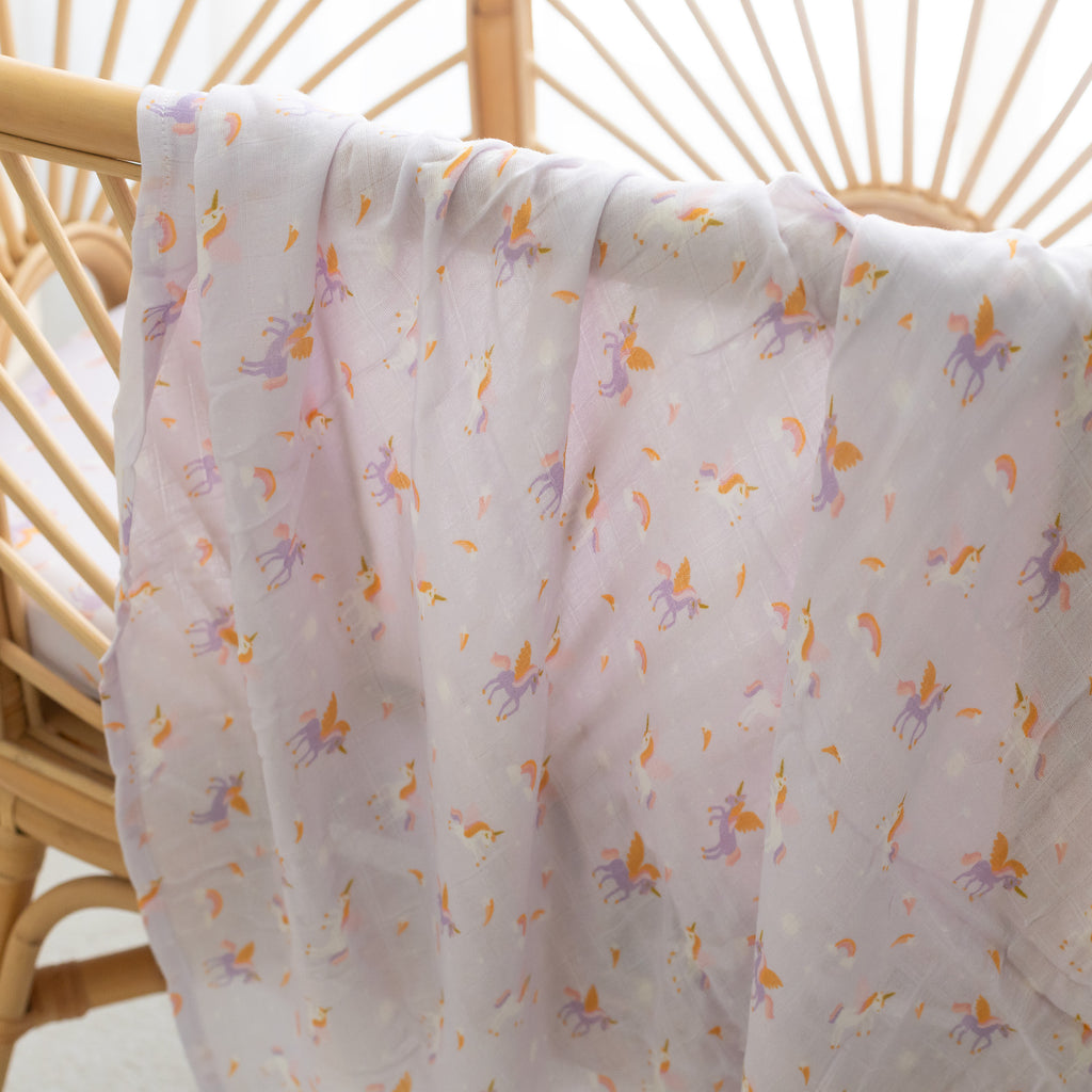 Unicorns Organic Muslin Wrap Swaddle