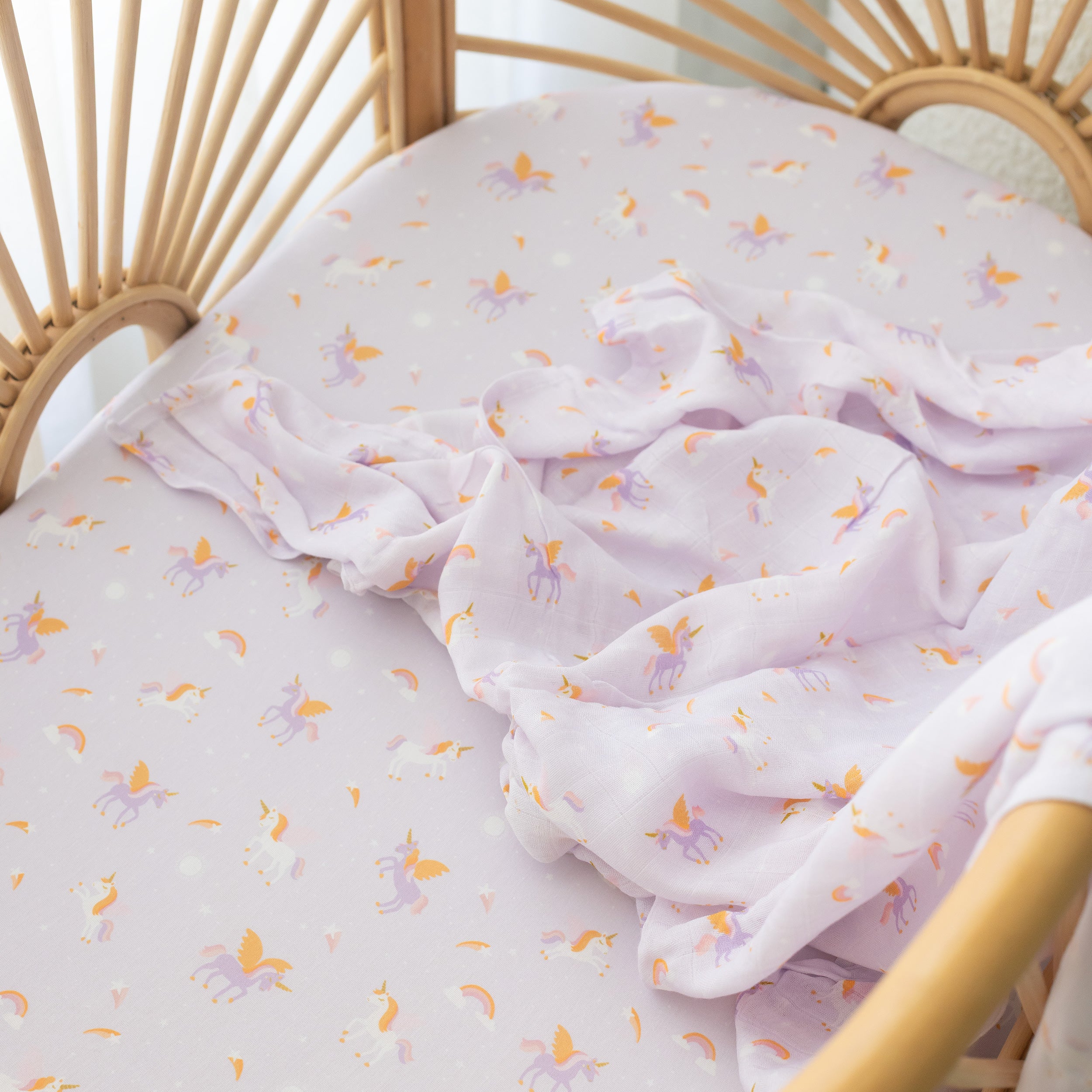 Unicorns Organic Fitted Bassinet Sheet/Change Pad Cover - PRE-ORDER (MARCH)