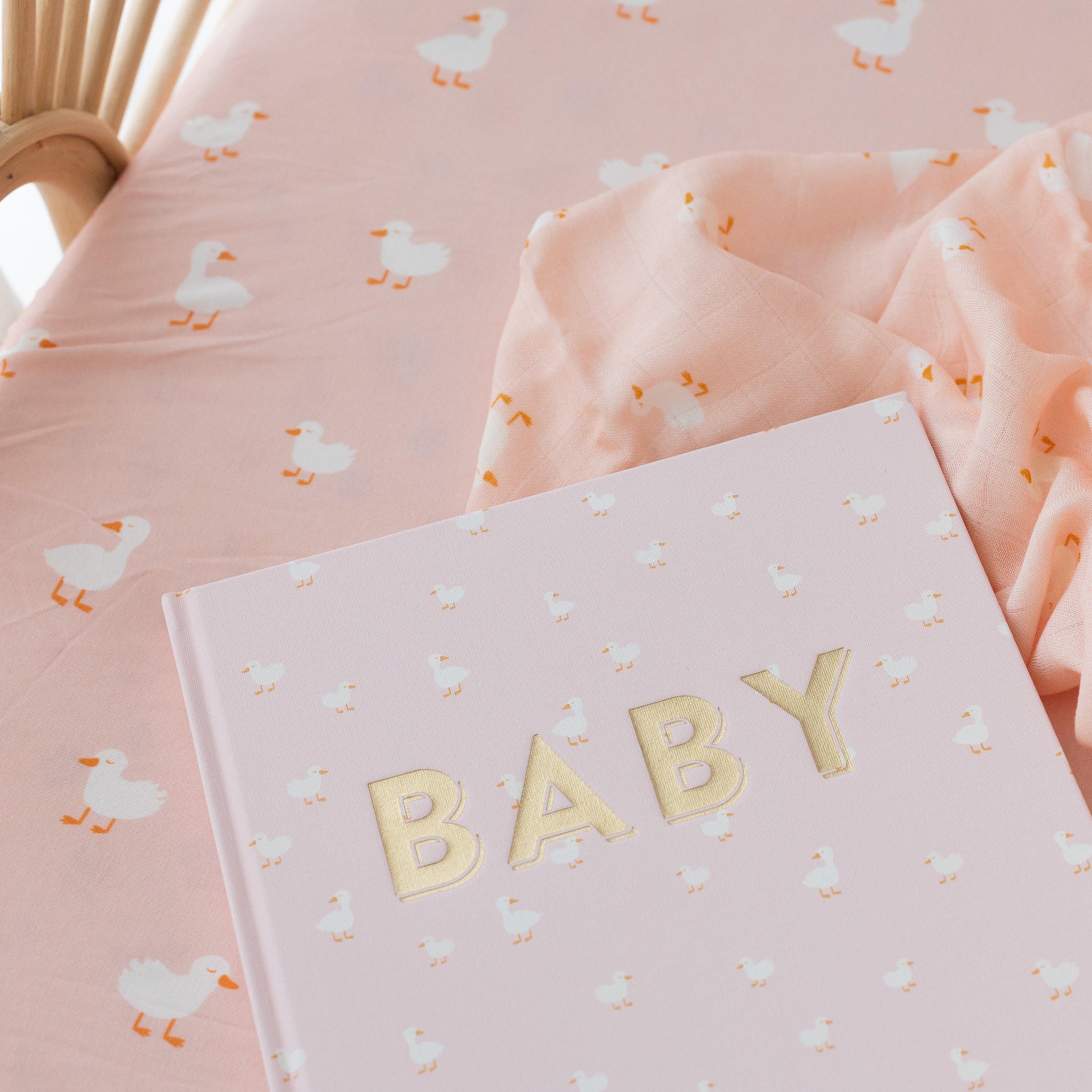 Pink Ducks Organic Fitted Bassinet Sheet/Change Pad Cover