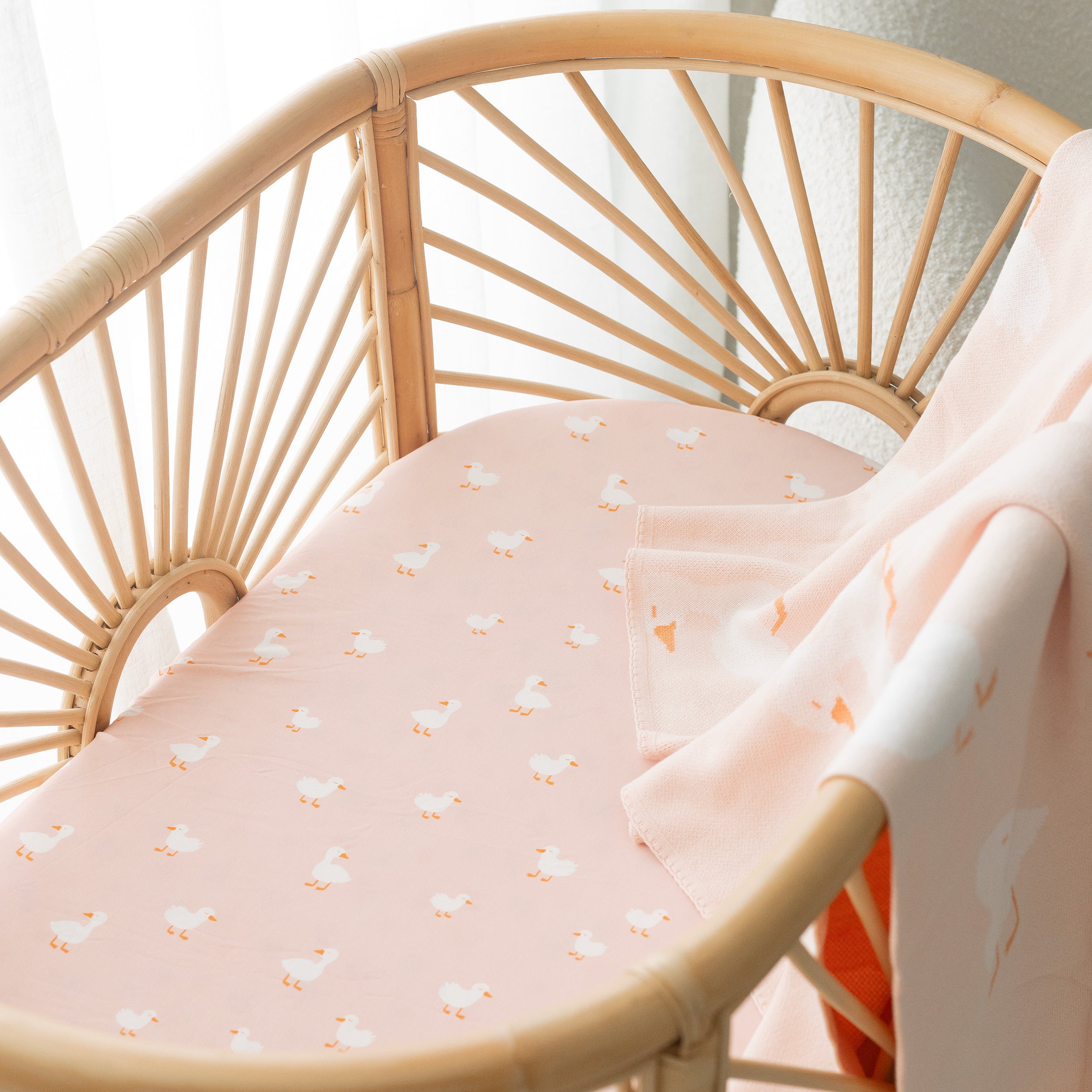 Pink Ducks Organic Fitted Bassinet Sheet/Change Pad Cover - PRE-ORDER (MARCH)