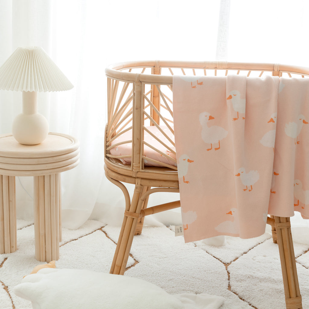 Pink Ducks Organic Fitted Bassinet Sheet/Change Pad Cover