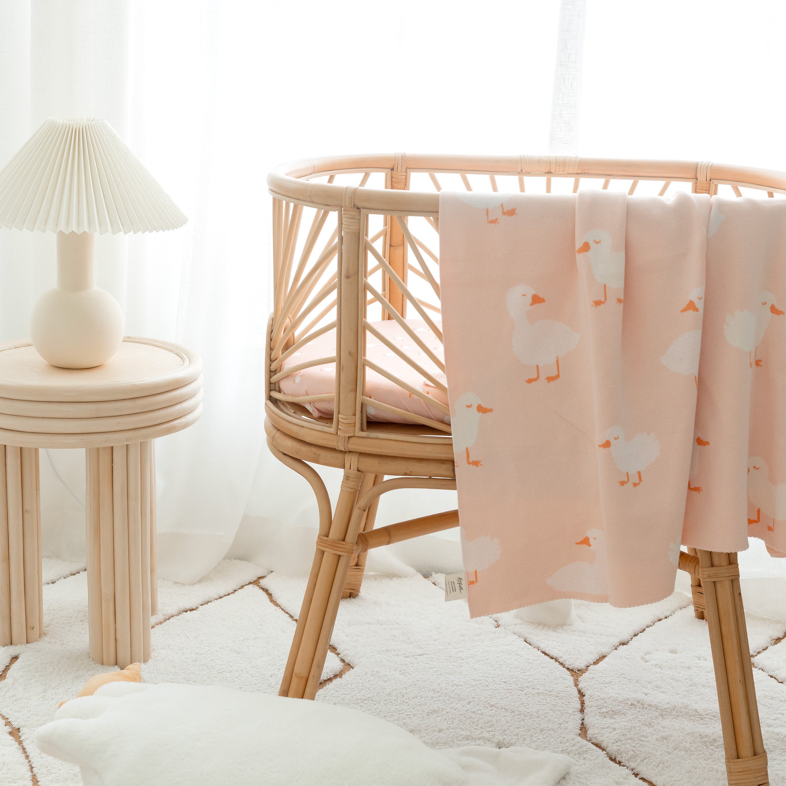 Pink Ducks Organic Fitted Bassinet Sheet/Change Pad Cover