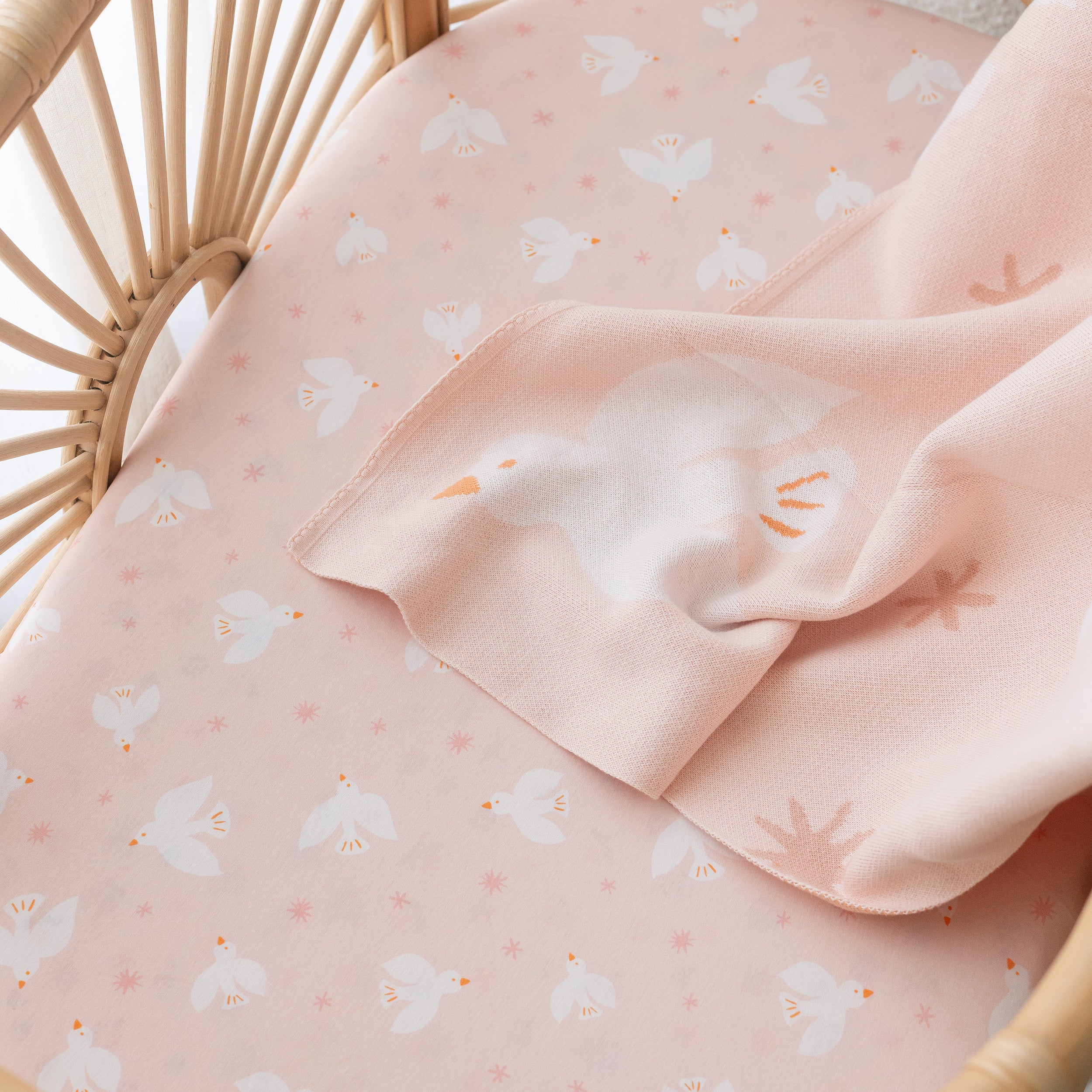 Pink Ducks Organic Fitted Cot Sheet - PRE-ORDER (MARCH)