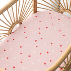 Little Hearts Organic Fitted Bassinet Sheet/Change Pad Cover