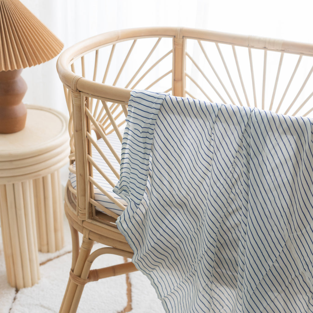 Breton Stripe Organic Fitted Bassinet Sheet/Change Pad Cover