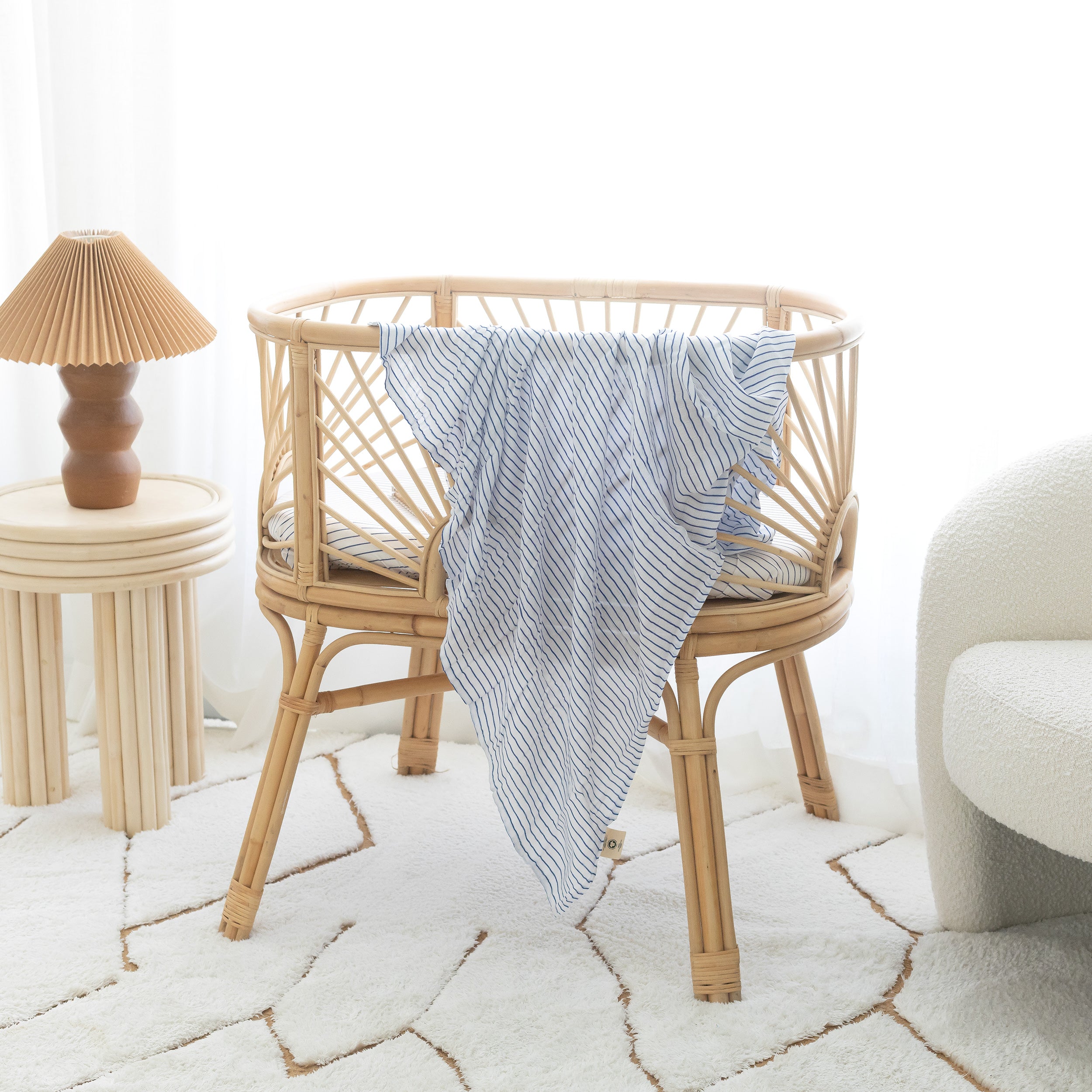 Navy Stripe Organic Fitted Cot Sheet