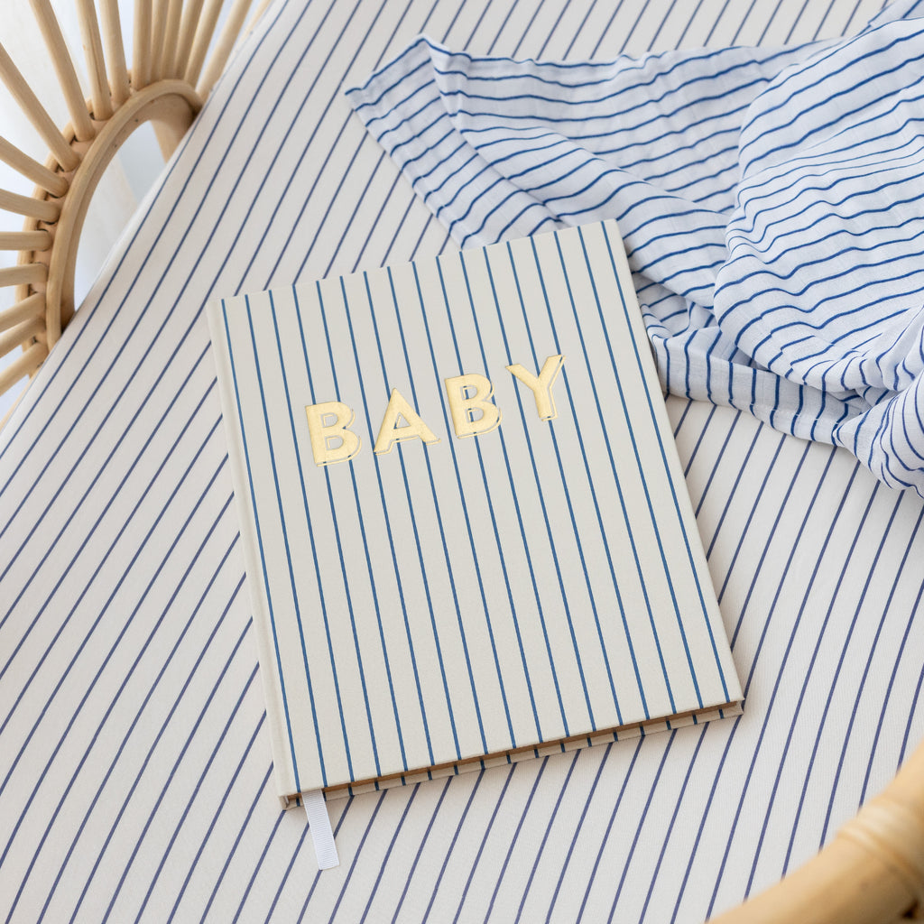 Navy Stripe Muslin Wrap Swaddle