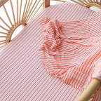 Strawberry Stripe Organic Fitted Bassinet Sheet/Change Pad Cover