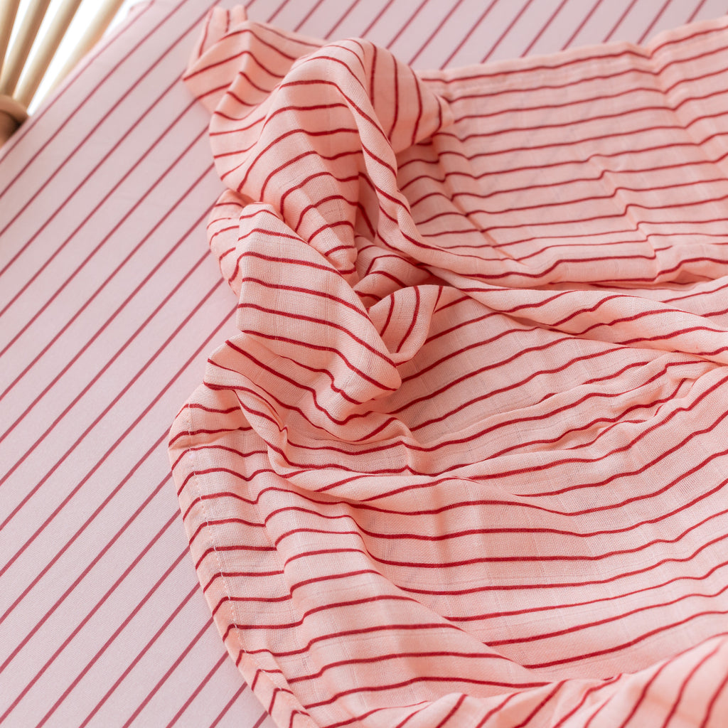 Strawberry Stripe Muslin Wrap Swaddle