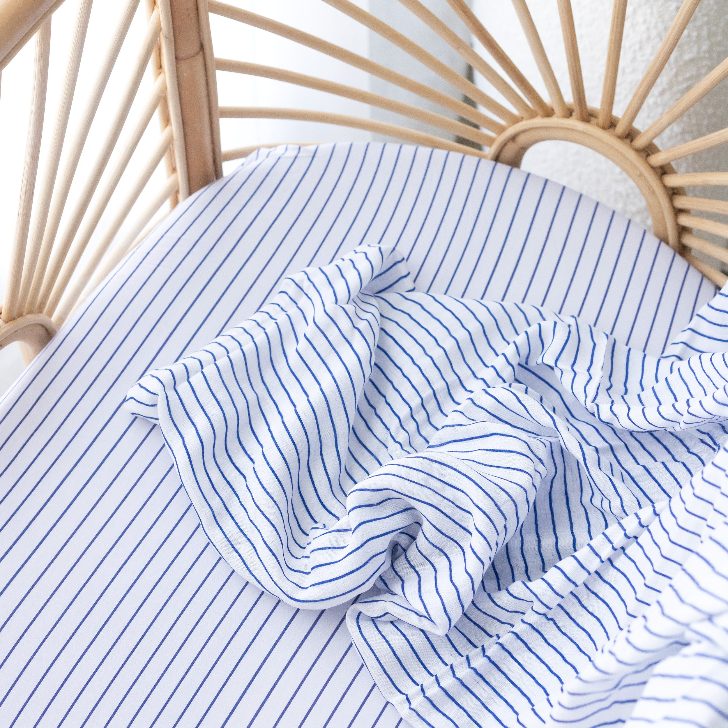 Navy Stripe Muslin Wrap Swaddle