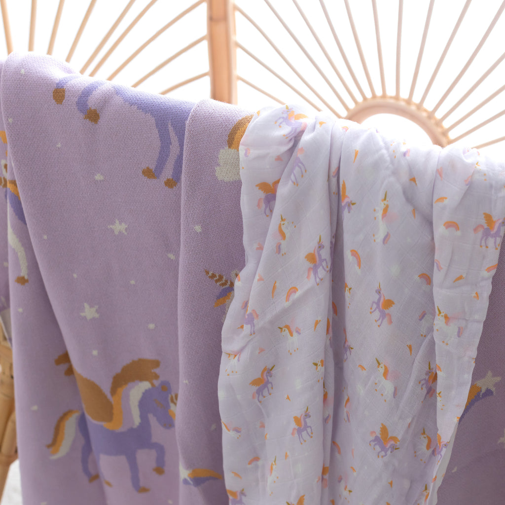Unicorns Organic Muslin Wrap Swaddle