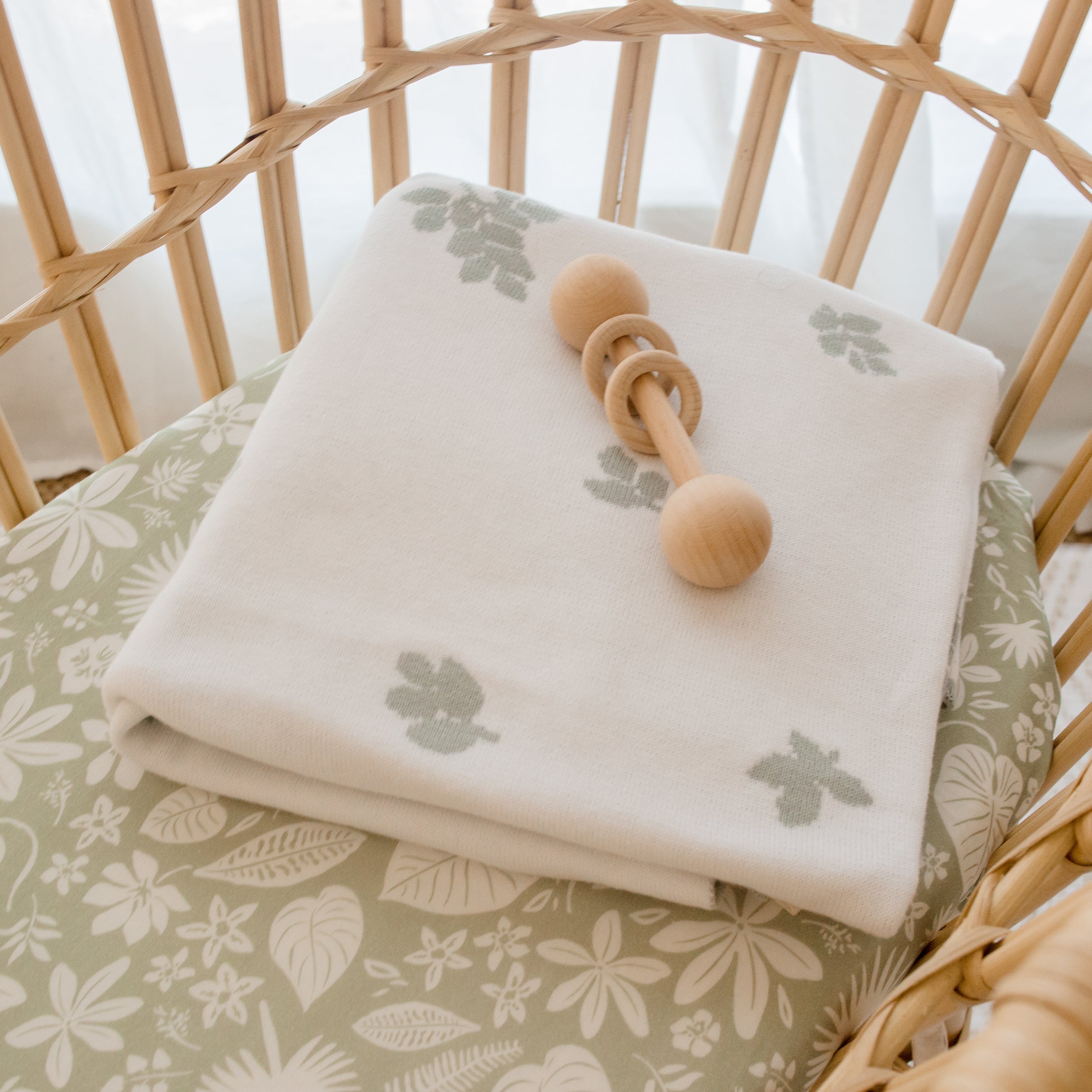 Zanzibar Organic Fitted Bassinet Sheet/Change Pad Cover - SECONDS