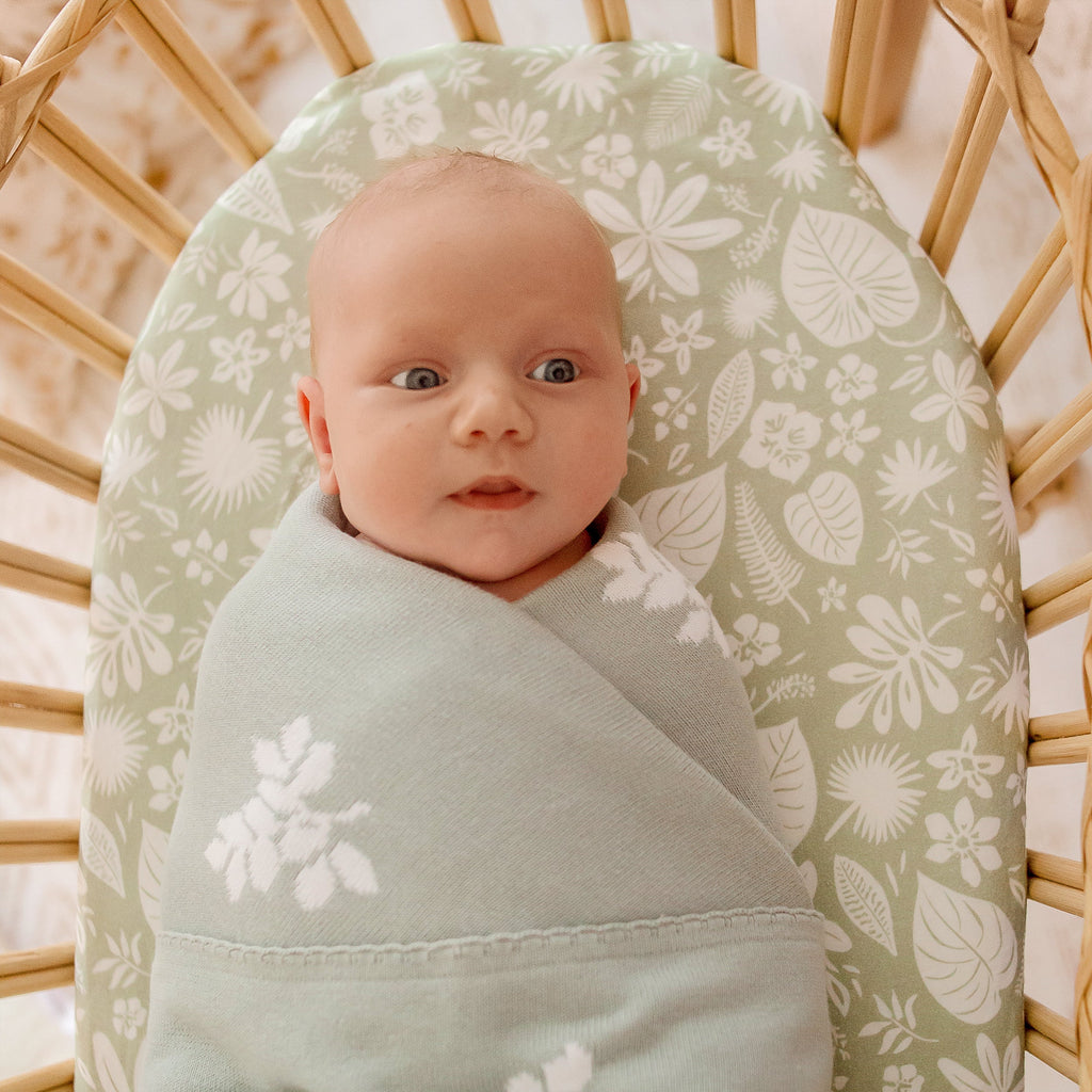 Zanzibar Organic Fitted Bassinet Sheet/Change Pad Cover - SECONDS