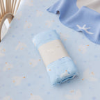 Blue Doves Muslin Wrap Swaddle