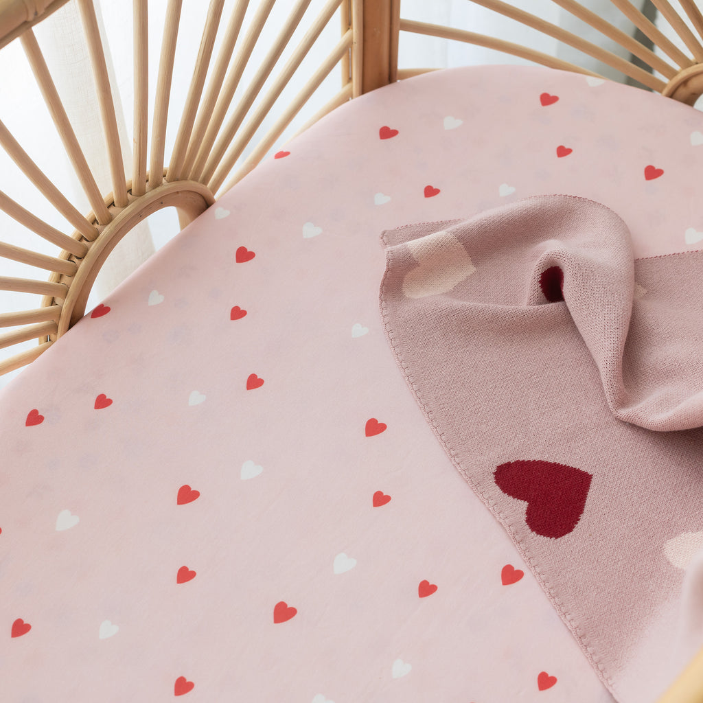 Little Hearts Organic Fitted Cot Sheet