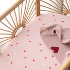 Little Hearts Organic Fitted Bassinet Sheet/Change Pad Cover