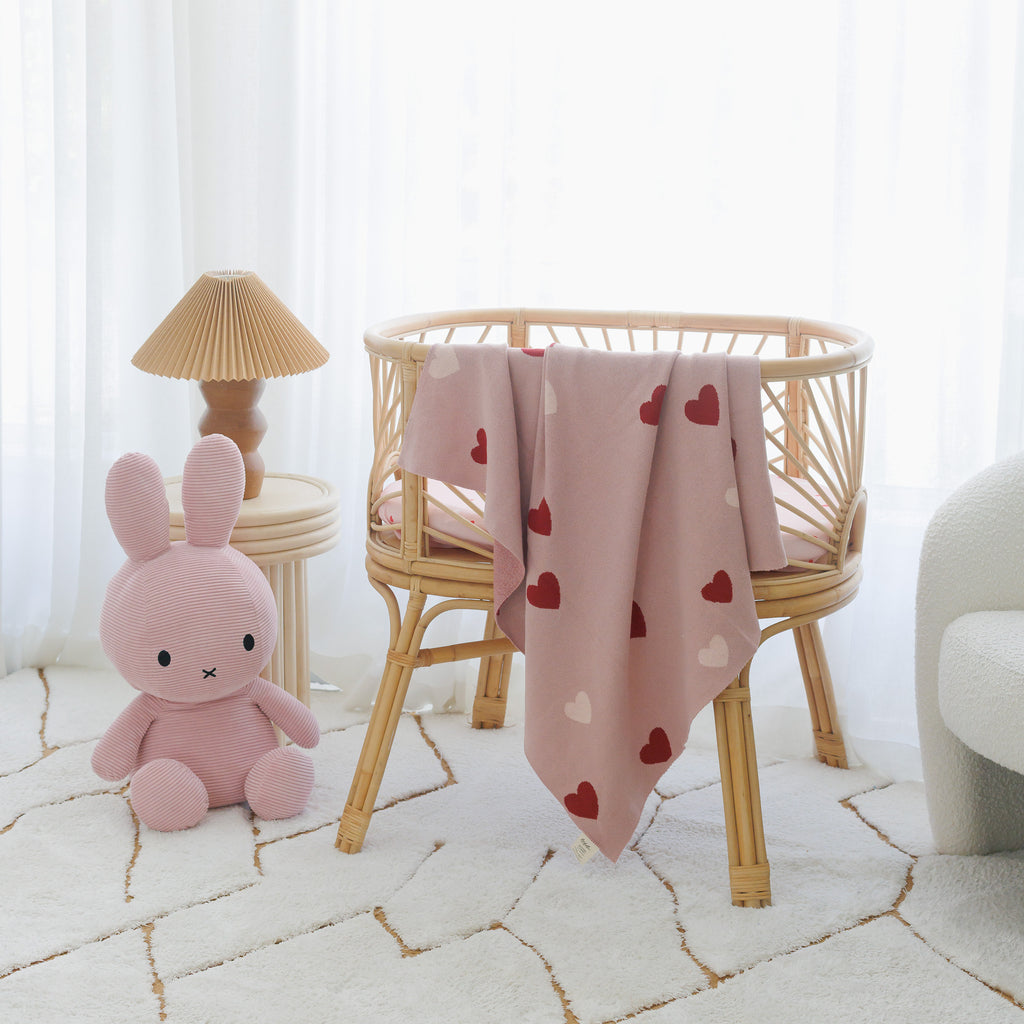 Little Hearts Organic Fitted Bassinet Sheet/Change Pad Cover