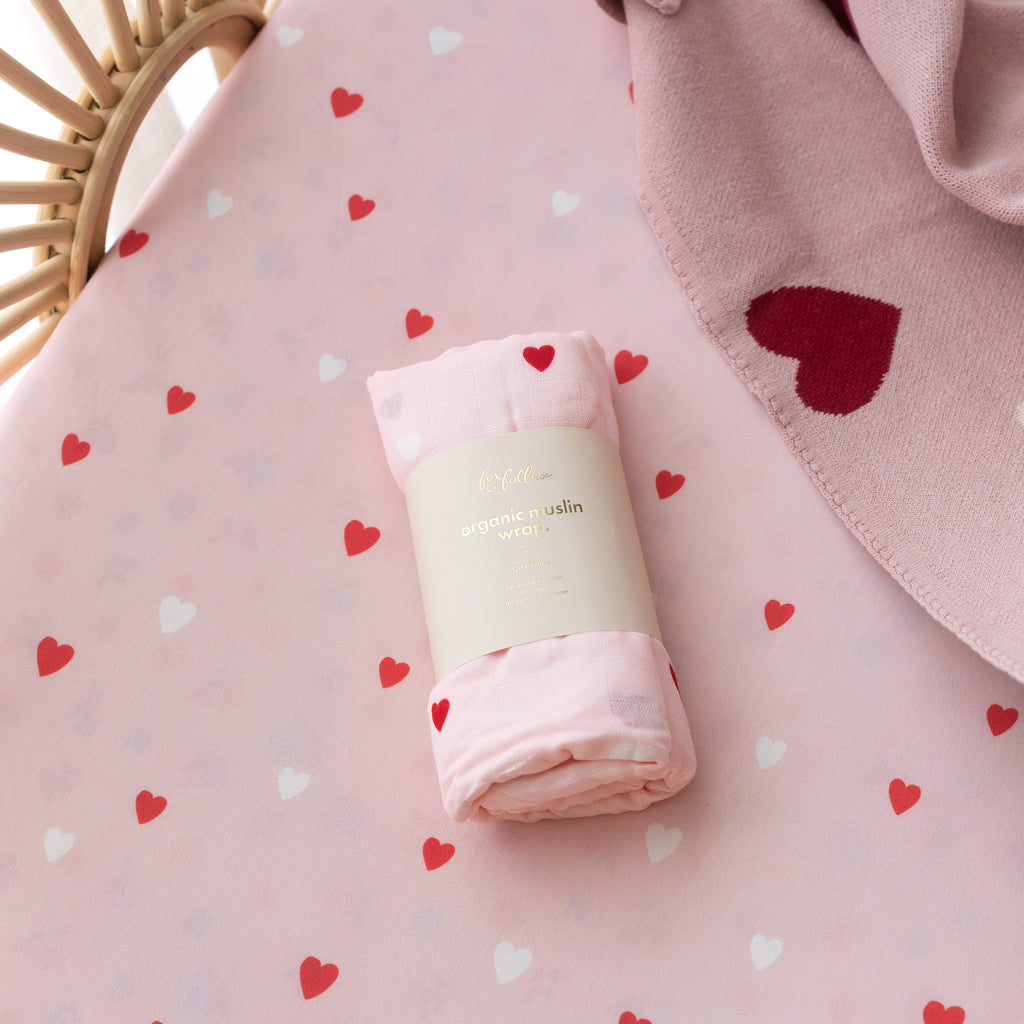 Little Hearts Organic Fitted Cot Sheet